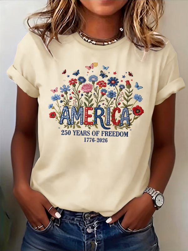 Women'S V-Neck T-Shirt Commemorating The 250Th Anniversary Of American Independence
