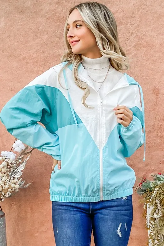 Color Block Windbreaker Jacket