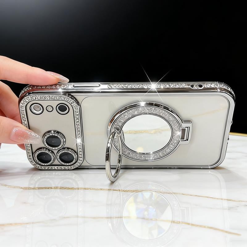 ✨💎Sparkling Diamond Women's Phone Case with Mirror & Stand for iPhone 12/13/14/15/16/17 Pro Max,17Air,14/15/16 Plus💖