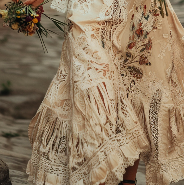 Vintage Loose Linen Patchwork Dress 576b