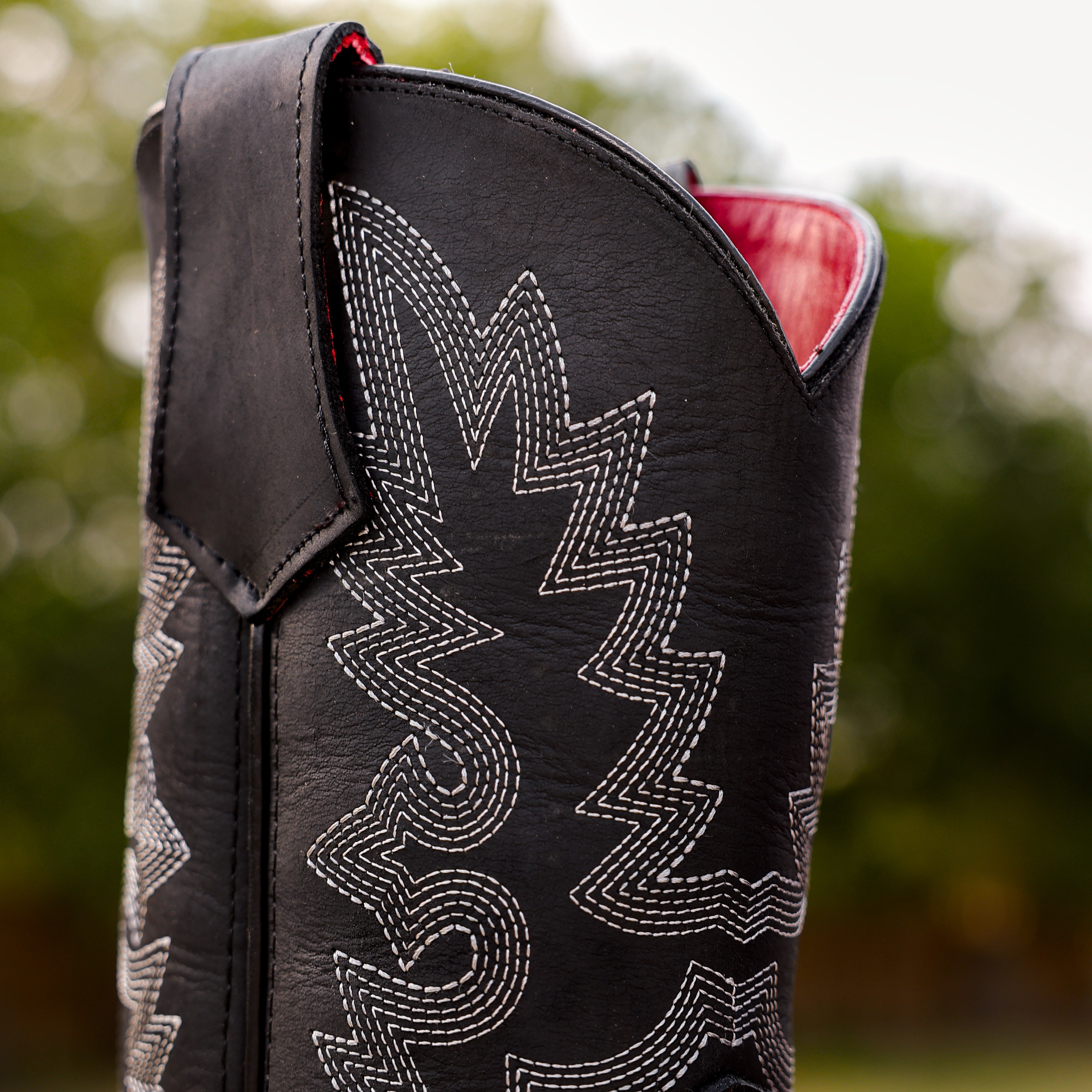 Black Hand-Tooled Leather Boots With 3D Lightweight Sole - Composite Toe