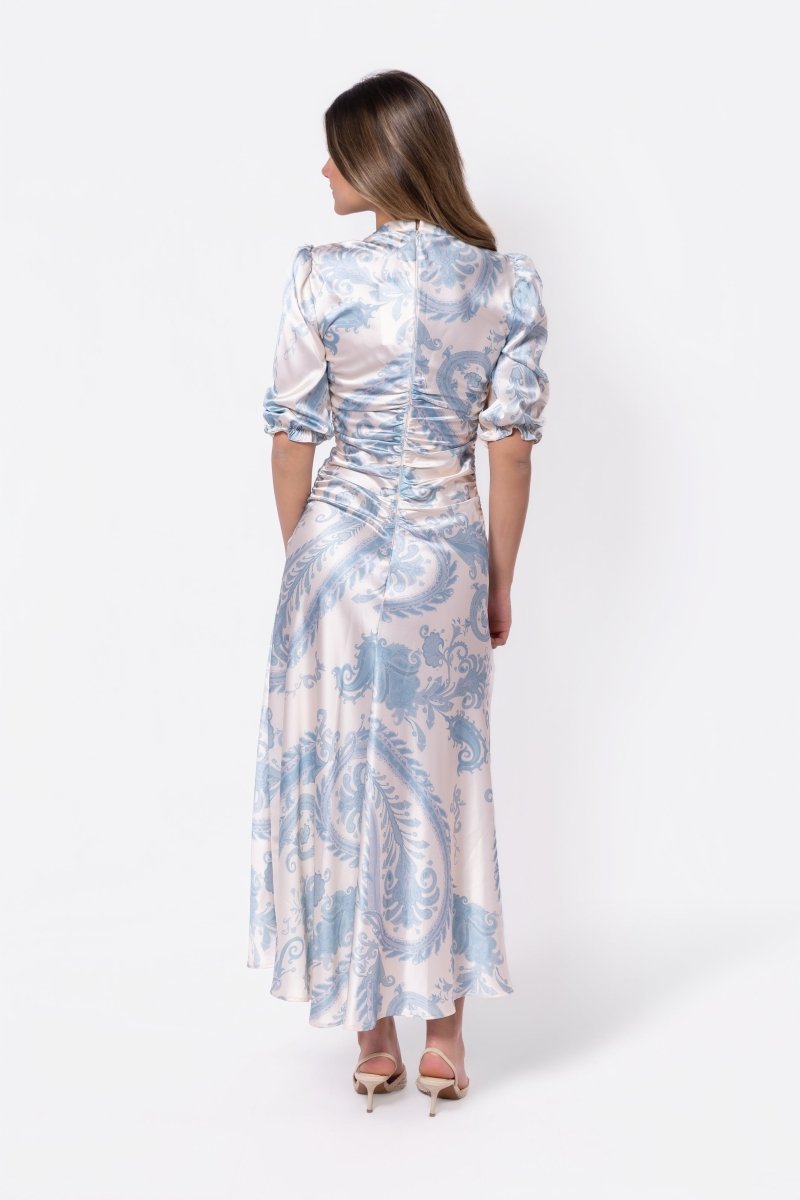 Audrey Dress Short Sleeve (Ivory/Blue)