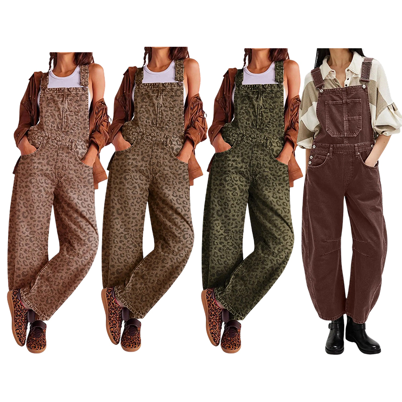 Women's Y2K Wide-Leg Denim Overalls