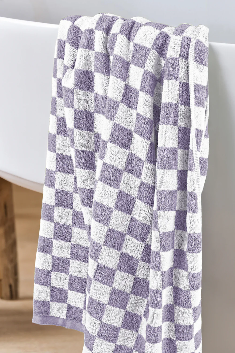 Orchid Petal Checkered Print Soft Large Bath Towel