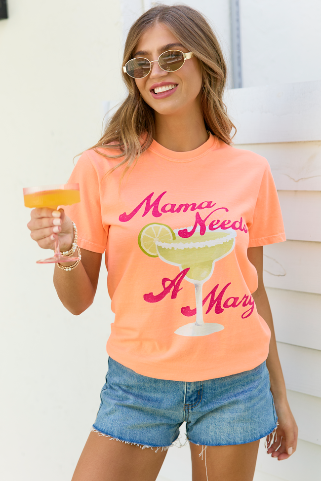 Mama Needs A Marg Neon Orange Graphic Tee