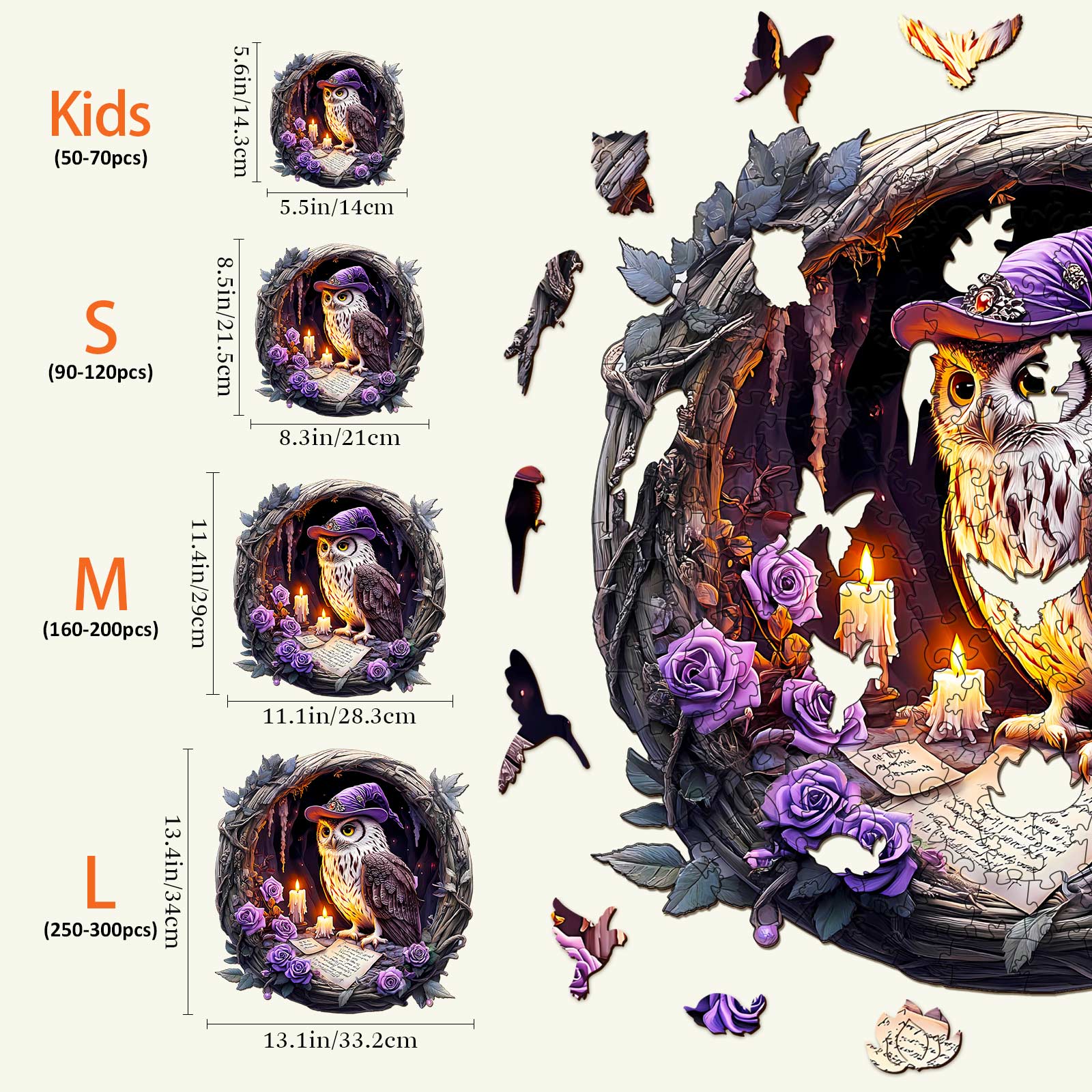 3D Witch Owl Wooden Jigsaw Puzzle