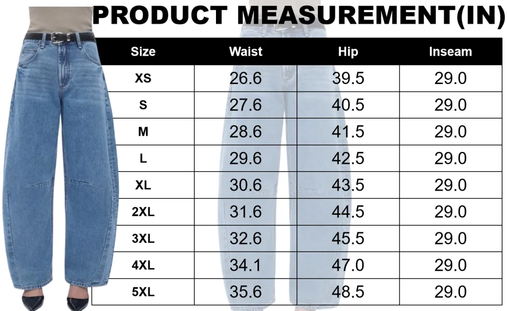 Women High Waist Baggy Barrel Leg Jeans