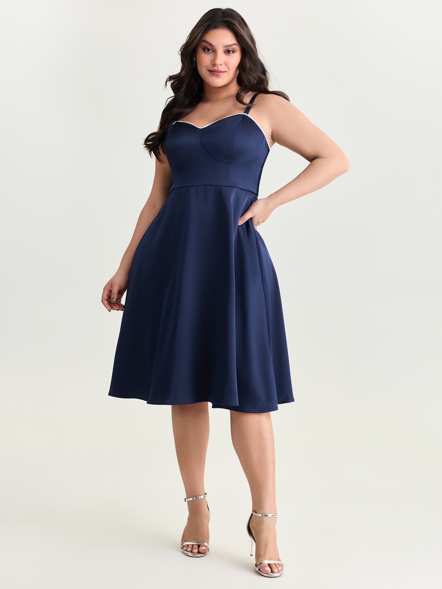 Lace Supportive Bra Fit And Flare Midi Dress