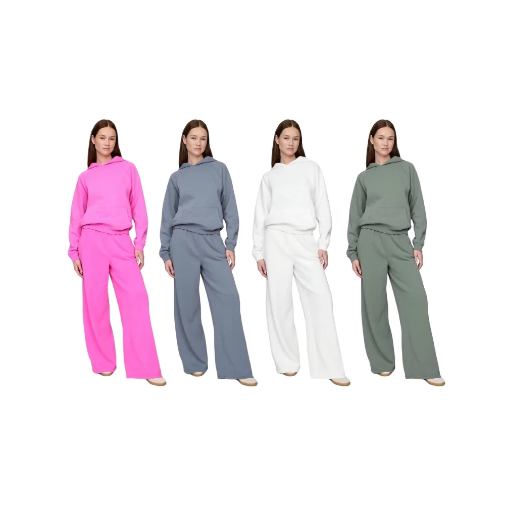 Women's Vintage Soft Lounge Hoodie & Wide-Leg Sweatpants Set