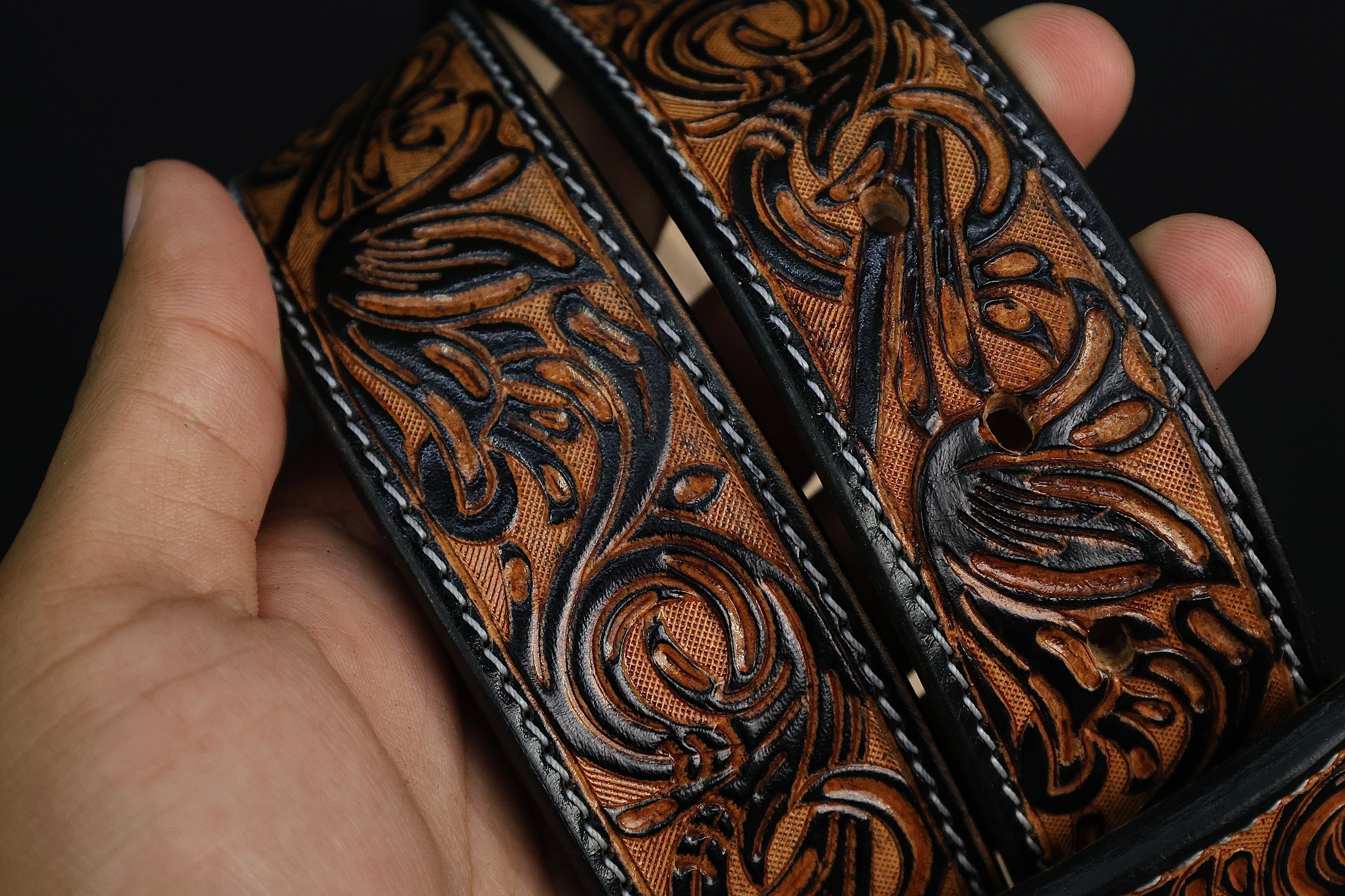 Honey Hand-Tooled Belt