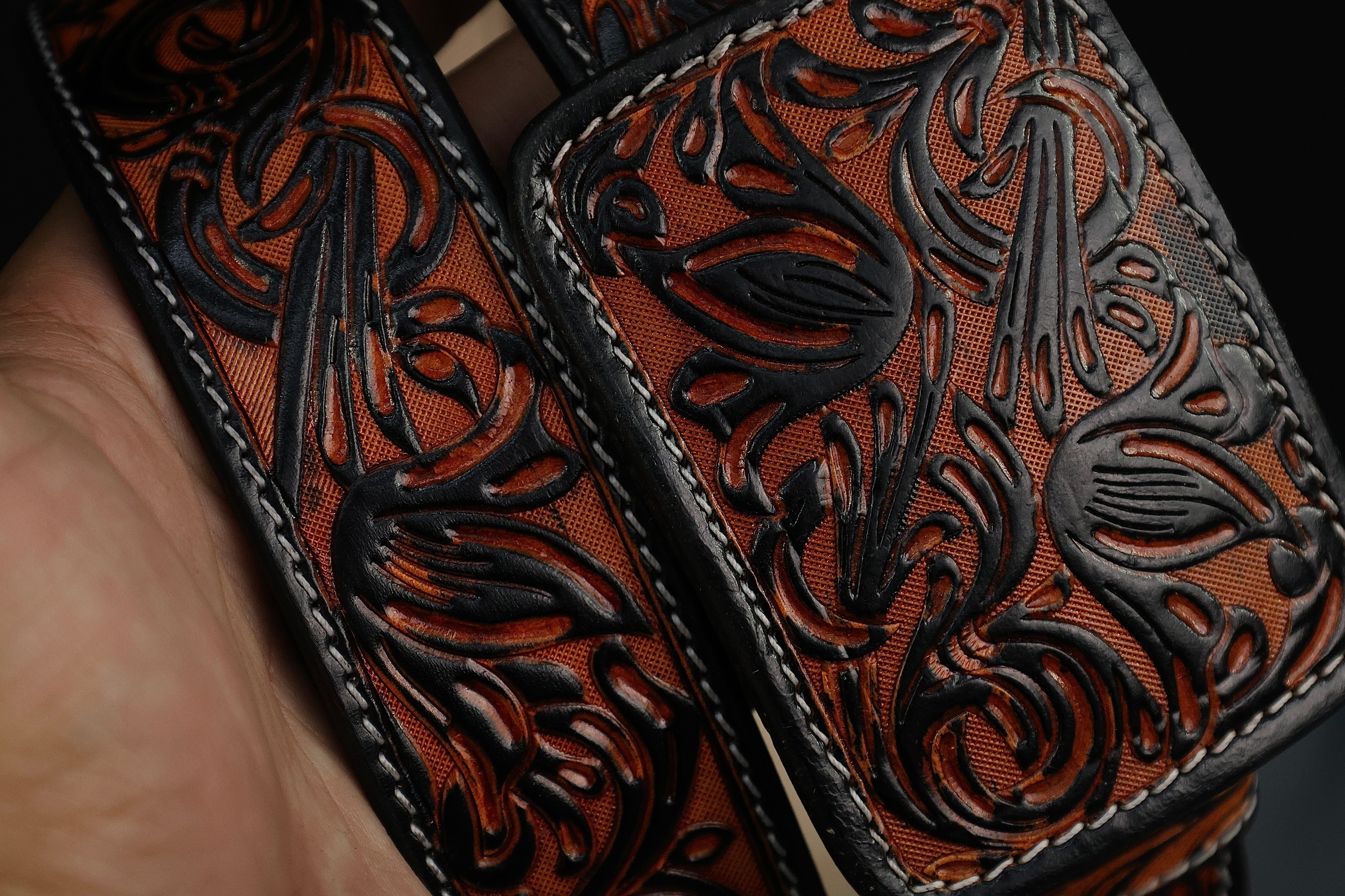 Cognac Hand-Tooled Belt