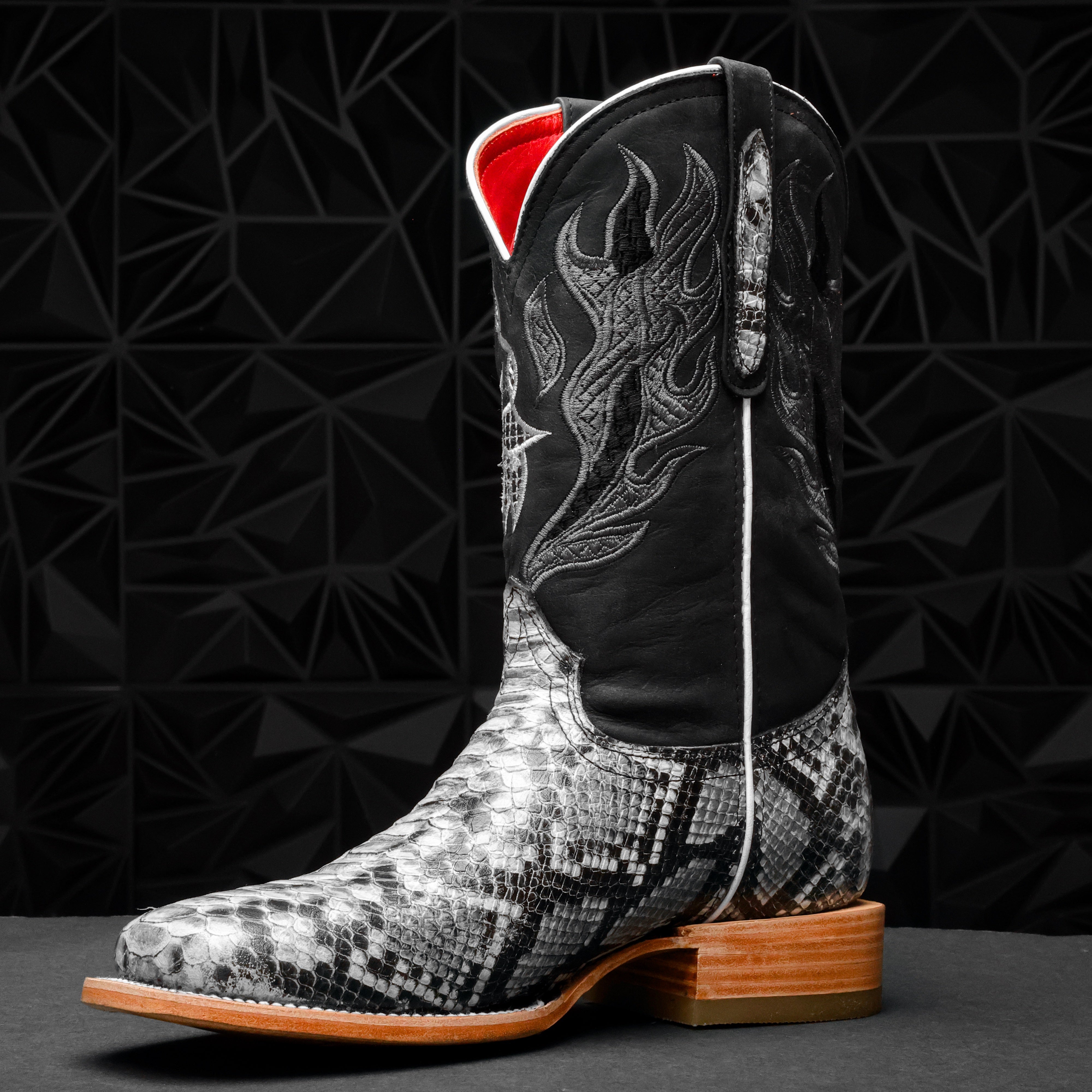 Natural Python Leather Boots - Square Toe