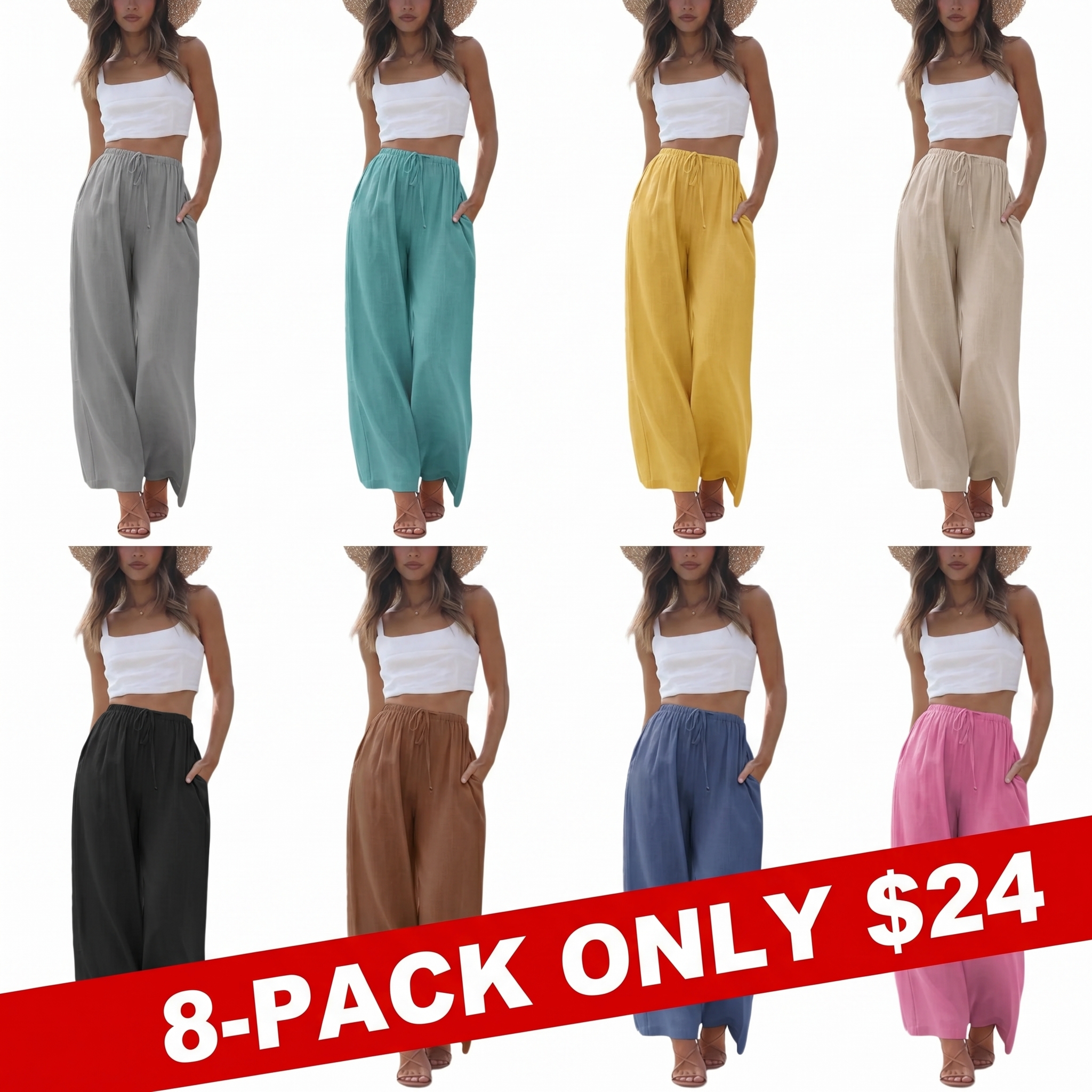 🌊🌊🌊Women's 2026 Viral Palazzo Pants - Lightweight Wide Leg Trousers with Pockets