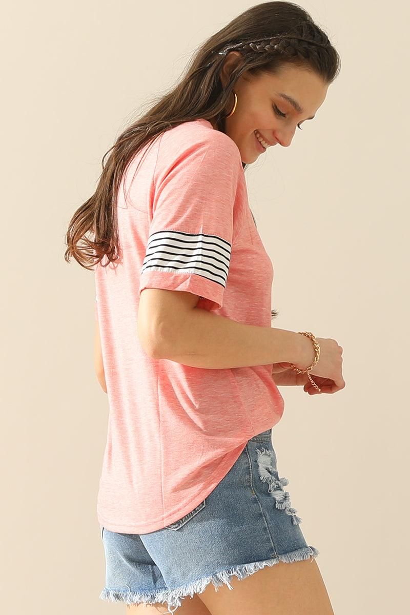 Loose Fit Crewneck Line Point Short Sleeve Tee