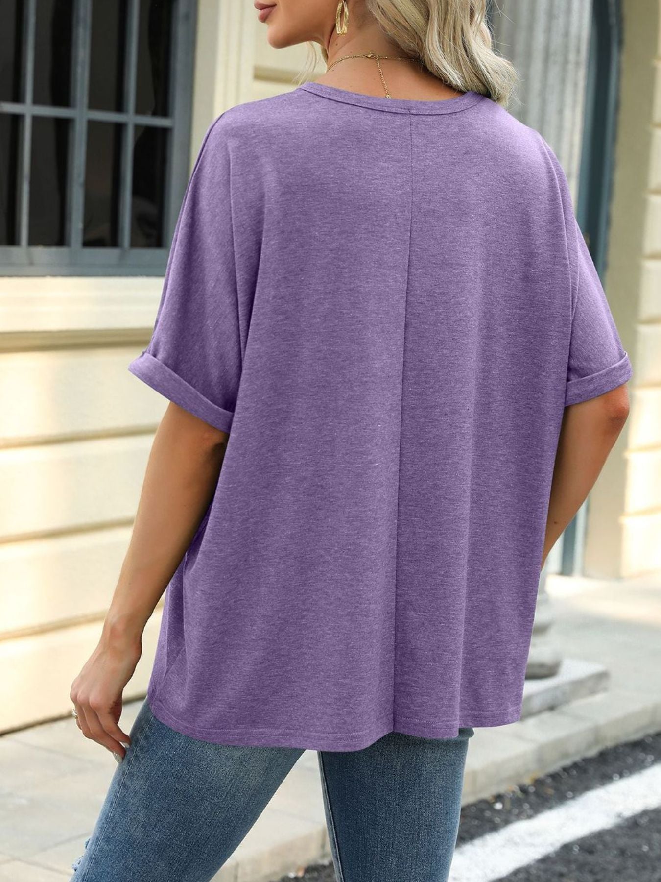 Casual Loose Fit Rolled Sleeve T-Shirt