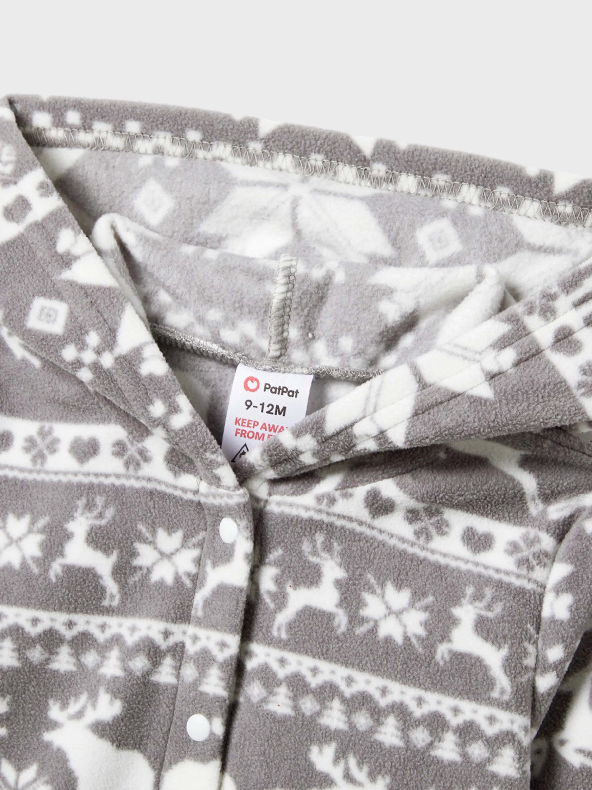 Christmas Family Matching Letters Embroidered Long-sleeve Hooded Fleece Pajamas Sets with Christmas Socks White