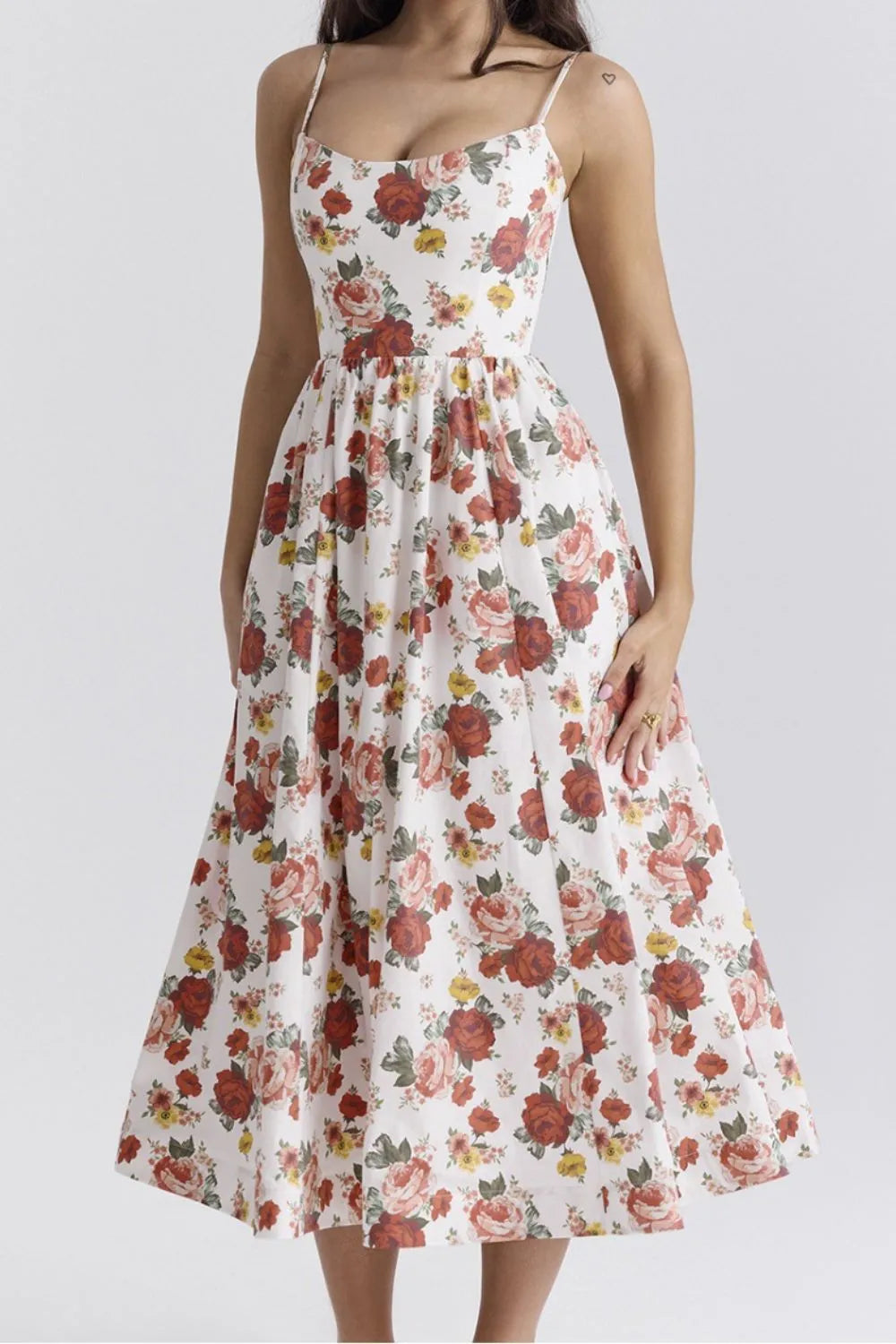 Floral Print Spaghetti Strap Midi Dress