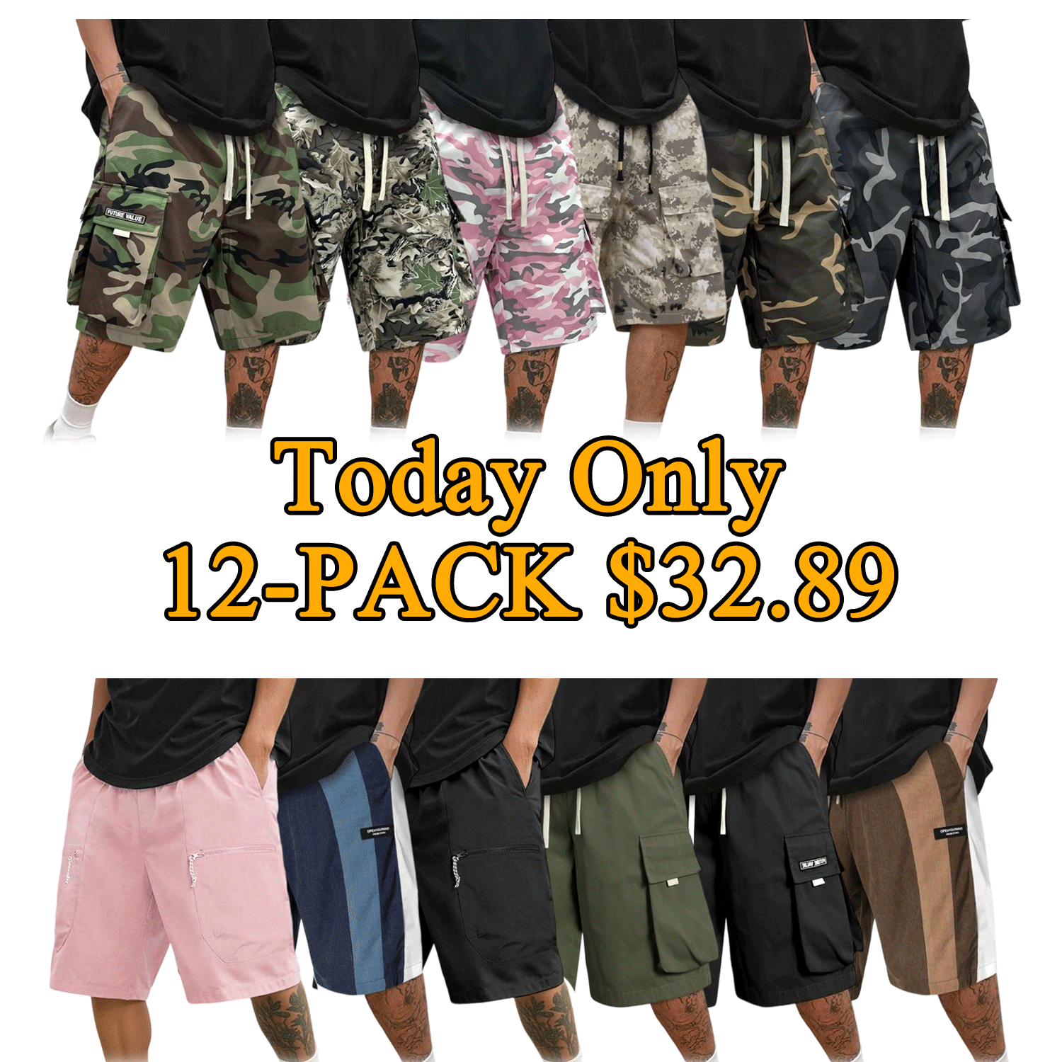 Men's Street Camo Cargo Shorts (Loose Fit)