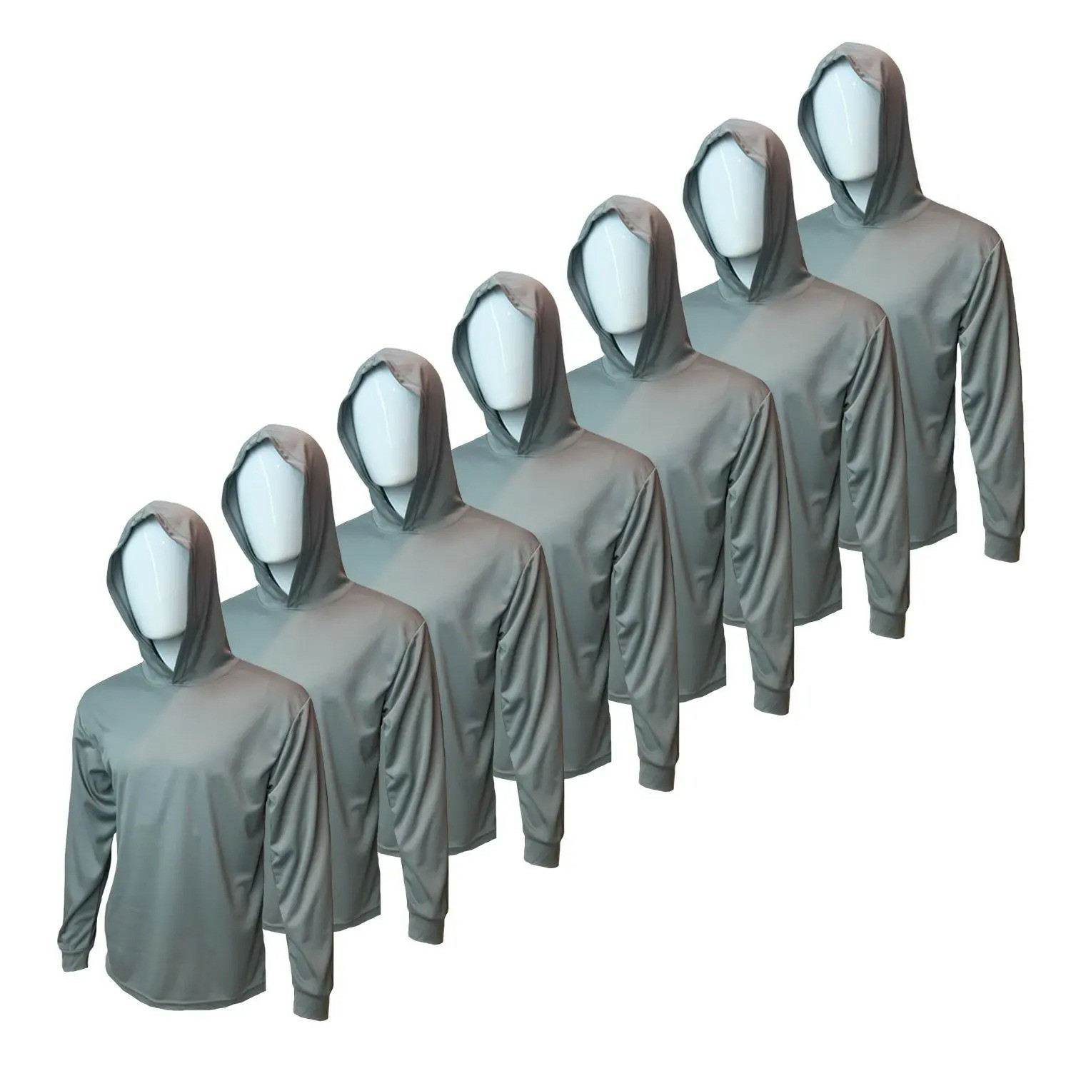 7 SHIRT PACK Hi Visibility ultra light weigh Long sleeve hoodie shirt / 100 % polyester birdeye Fabric for quick dry AVAIALBE IN VARIOUS COLORS