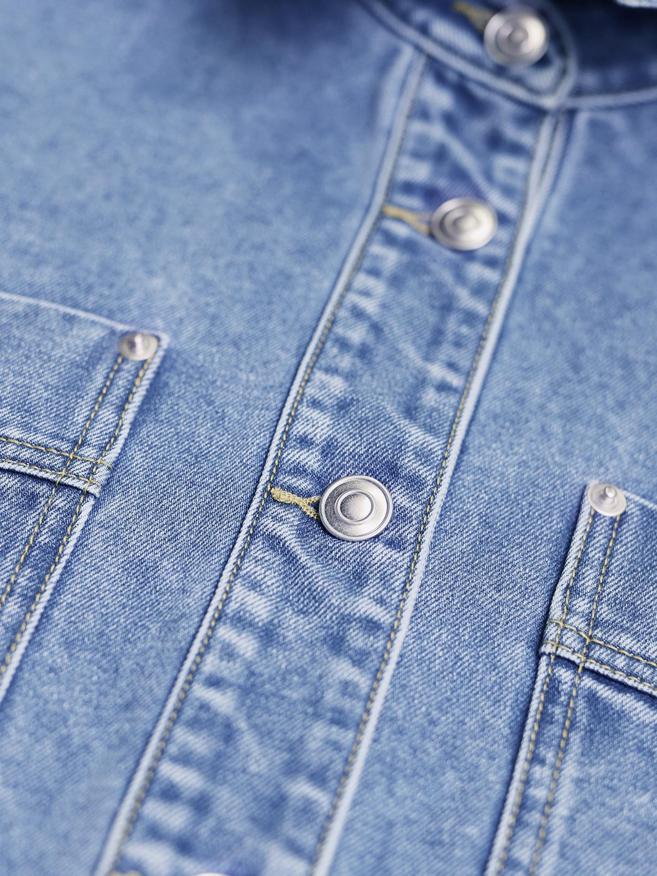 Women's Oversized Drop Shoulder Denim Jacket with Pockets