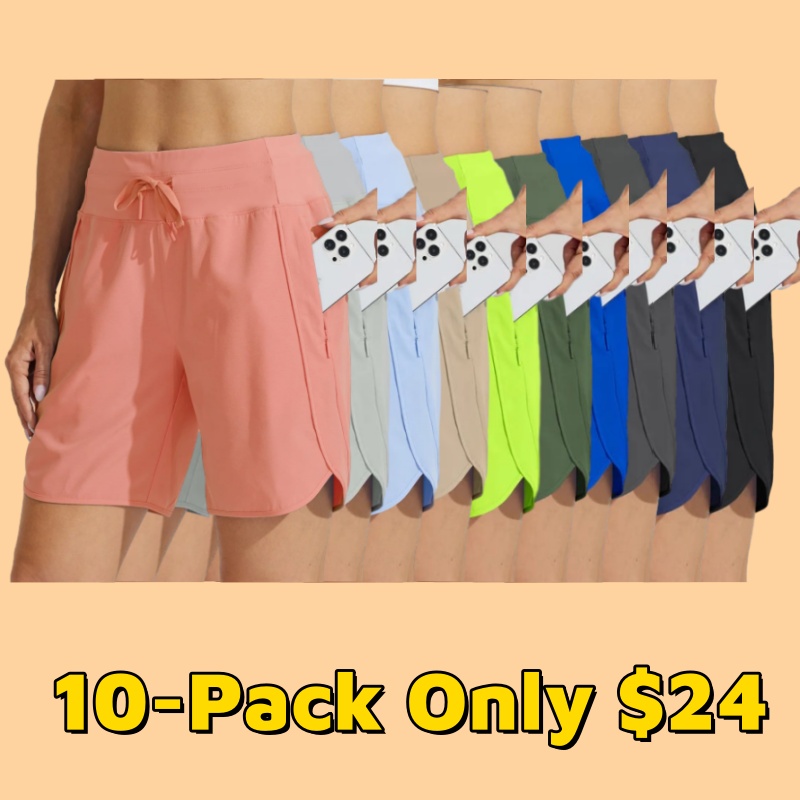 ⏰Hot Sale Women's Active 7 Inseam Athletic Long Running High Wasistband Shorts