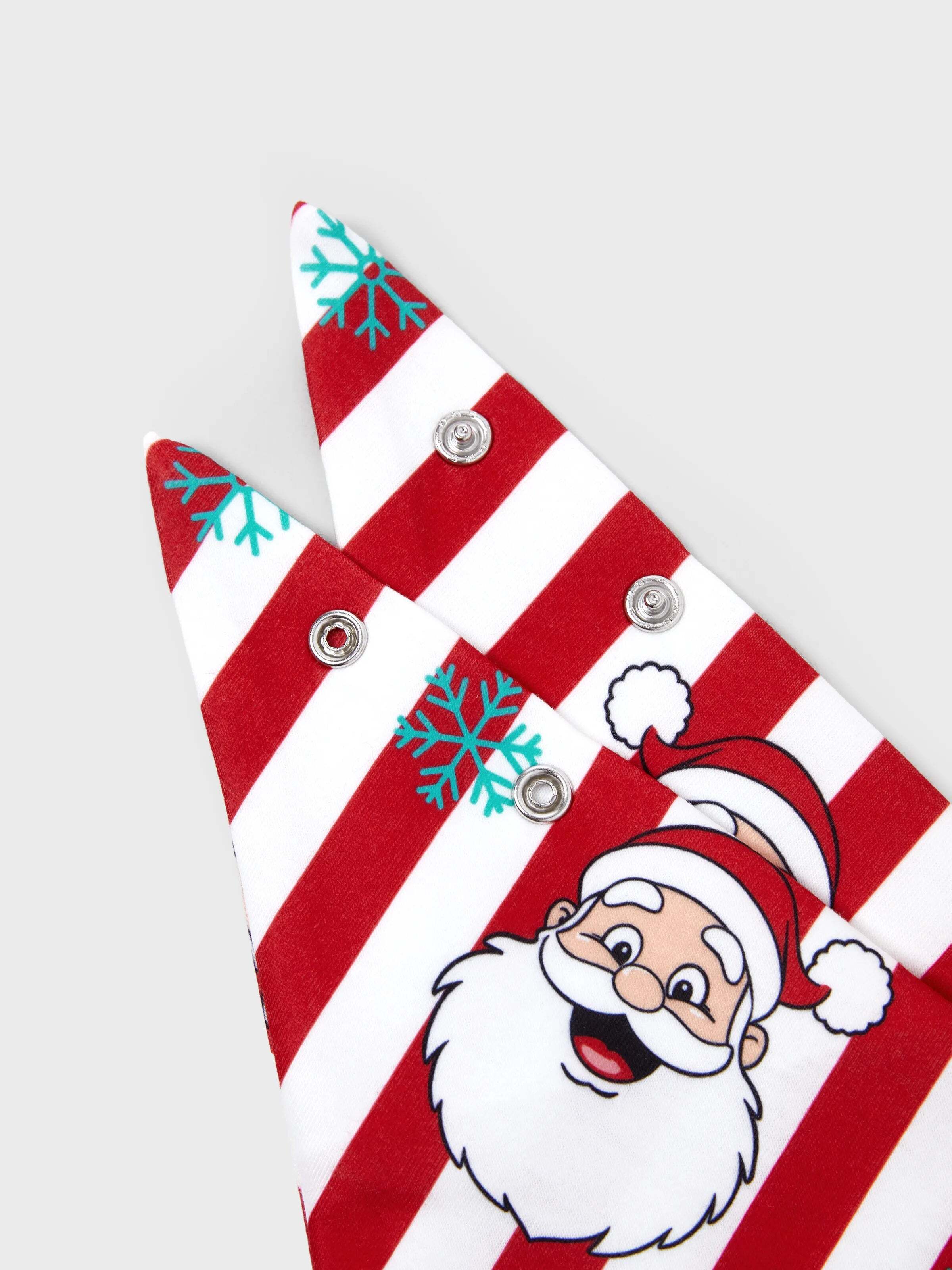 Christmas Matching Family Pajamas Set Santa Claus and Snowflakes Red Stripes PJS Red