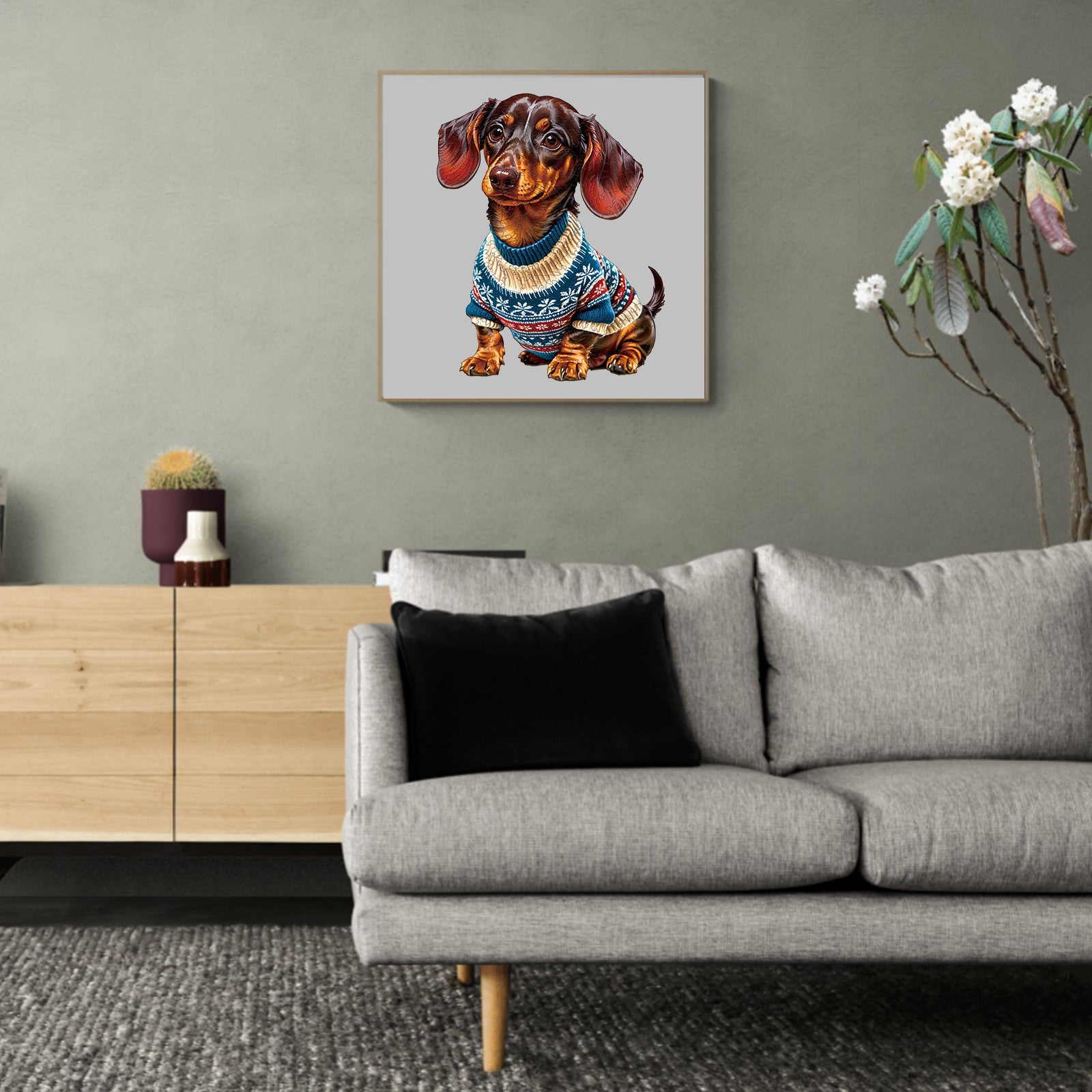 Trendy Dachshund Wooden Jigsaw Puzzle