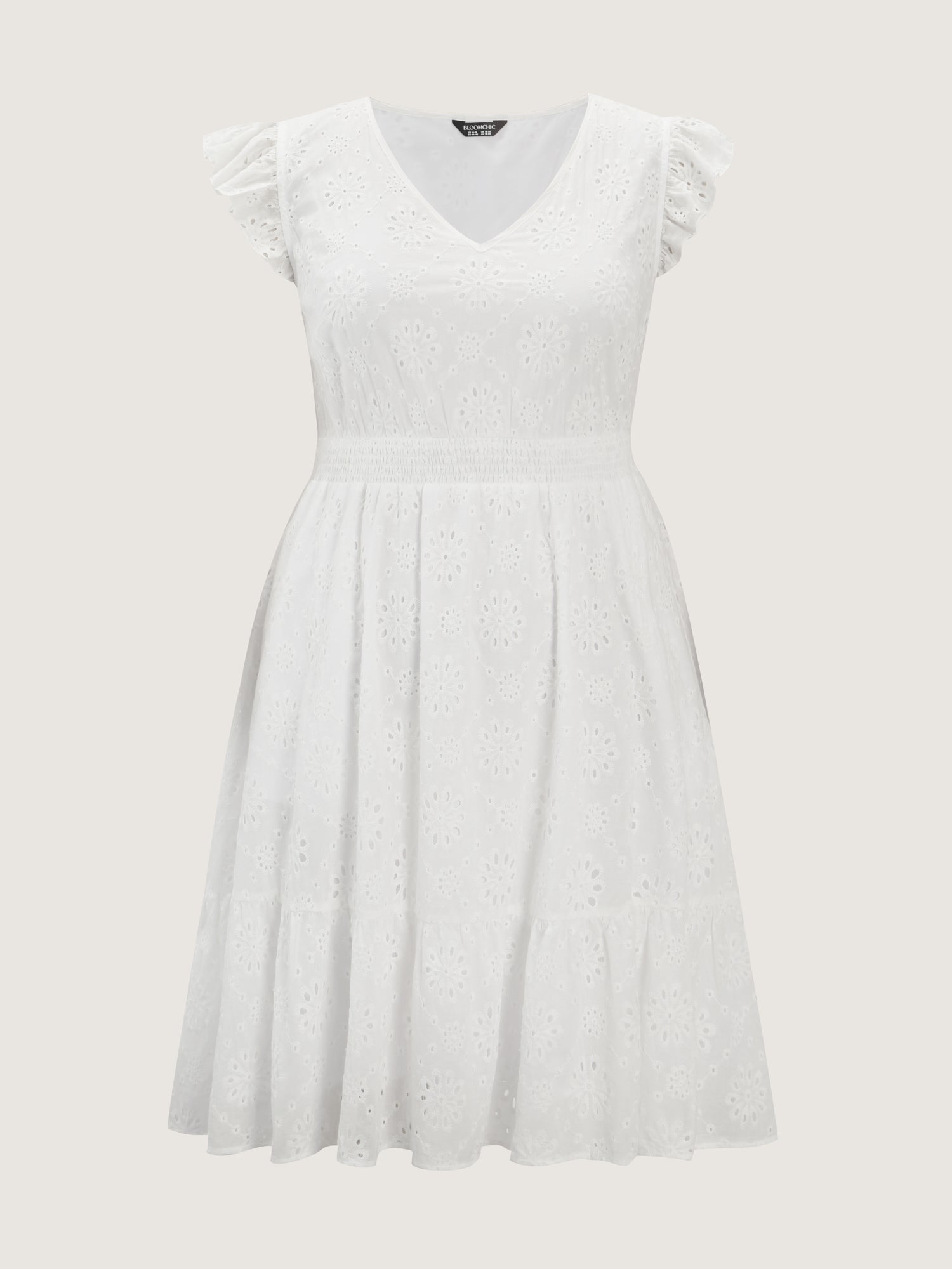 Cotton Lace Flutter Sleeve Mini Dress