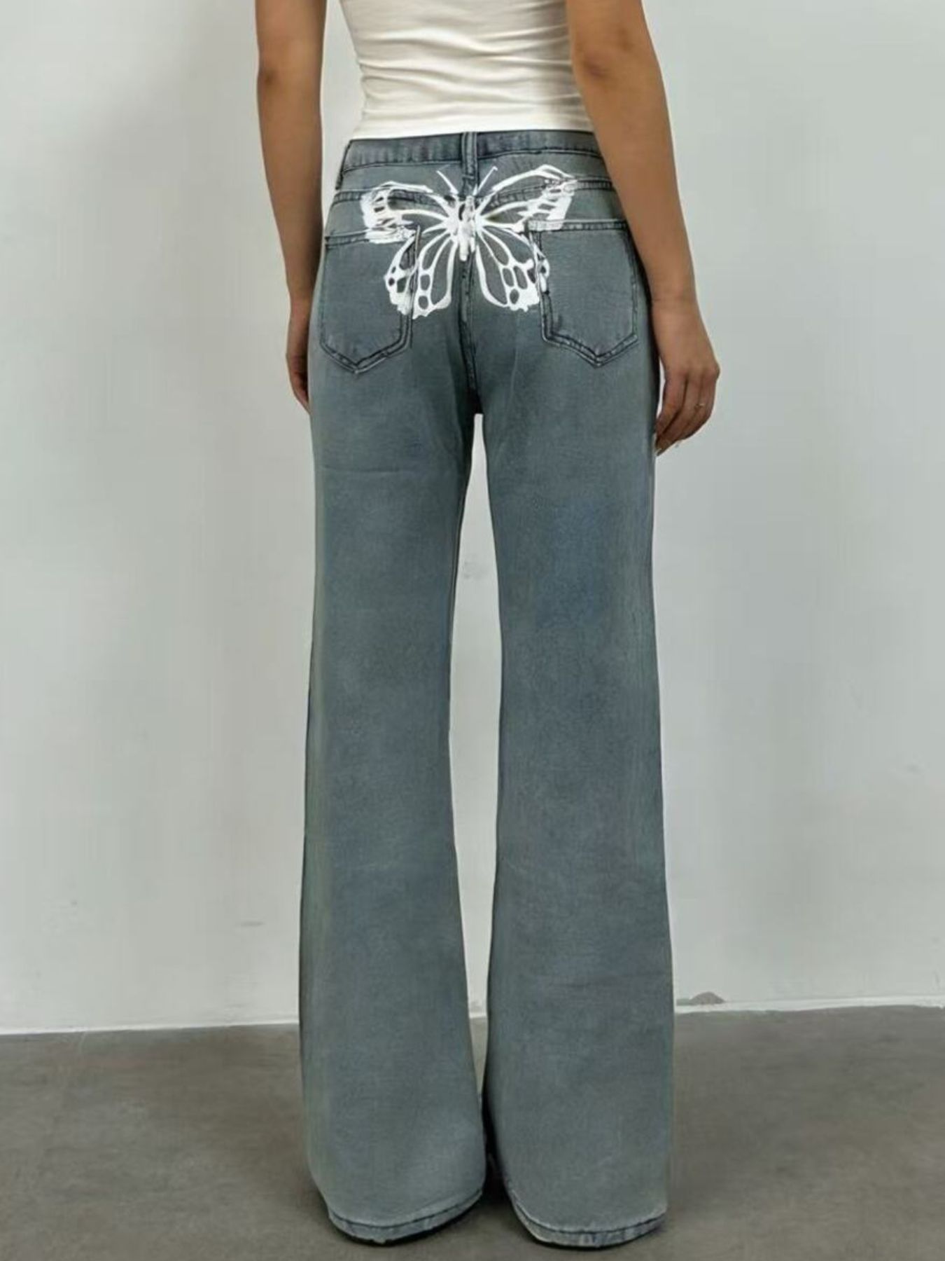 Butterfly Back Wide Leg Jeans