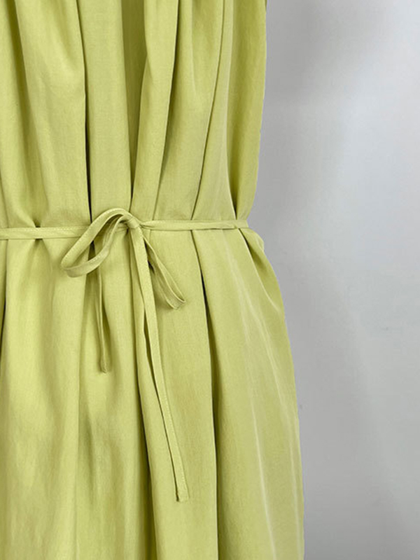 Elasticity Pleated Solid Color Split-Joint Loose Sleeveless Off-The-Shoulder Maxi Dresses