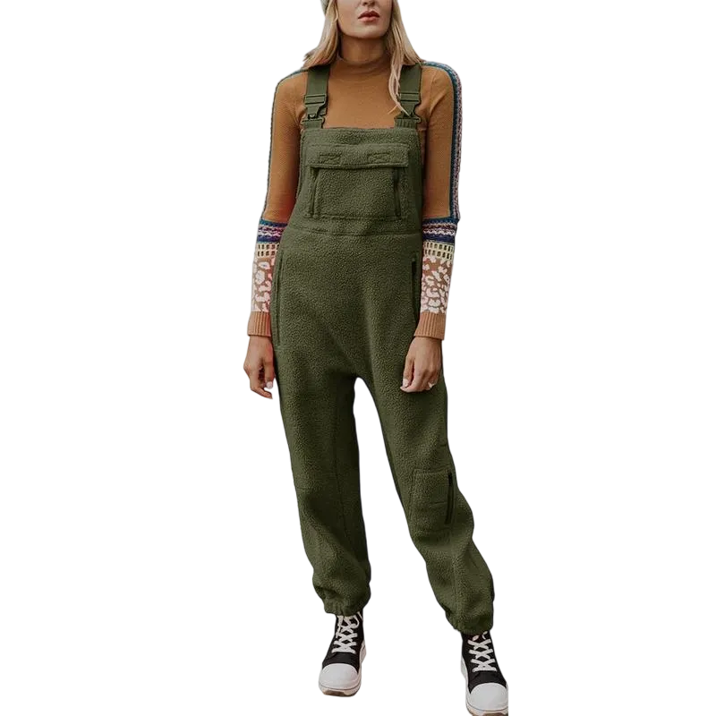 Women's Fleece Warm Overalls Winter Loose