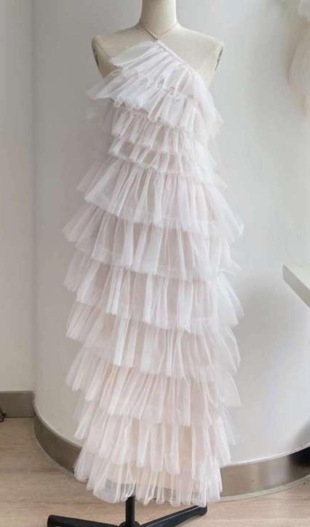 FRINGED  BACKLESS MAXI DRESS