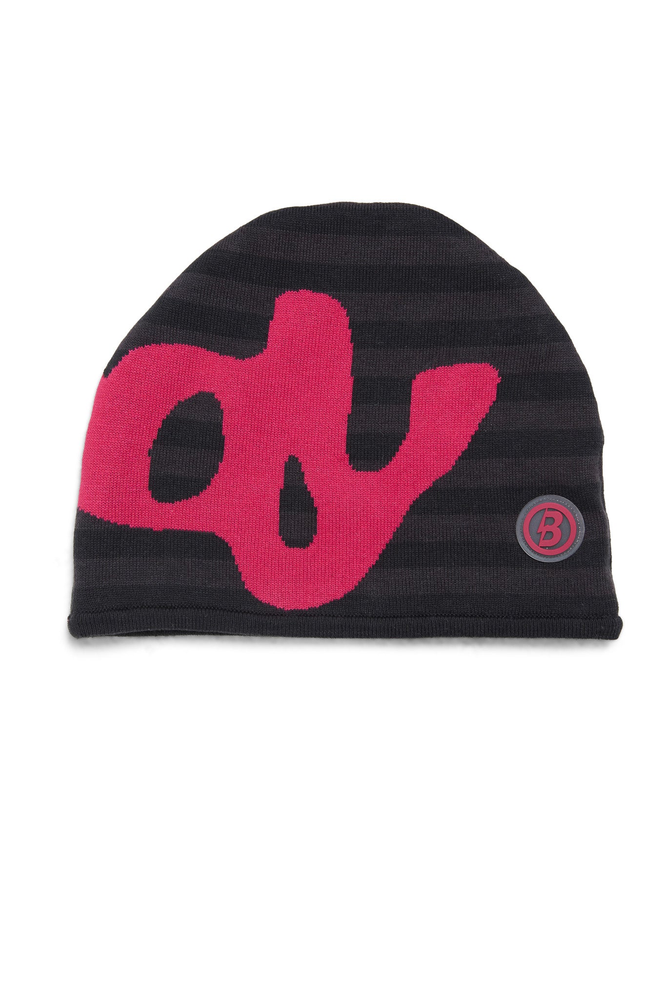 STRIPED KNIT BEANIE (BLACK/PINK)