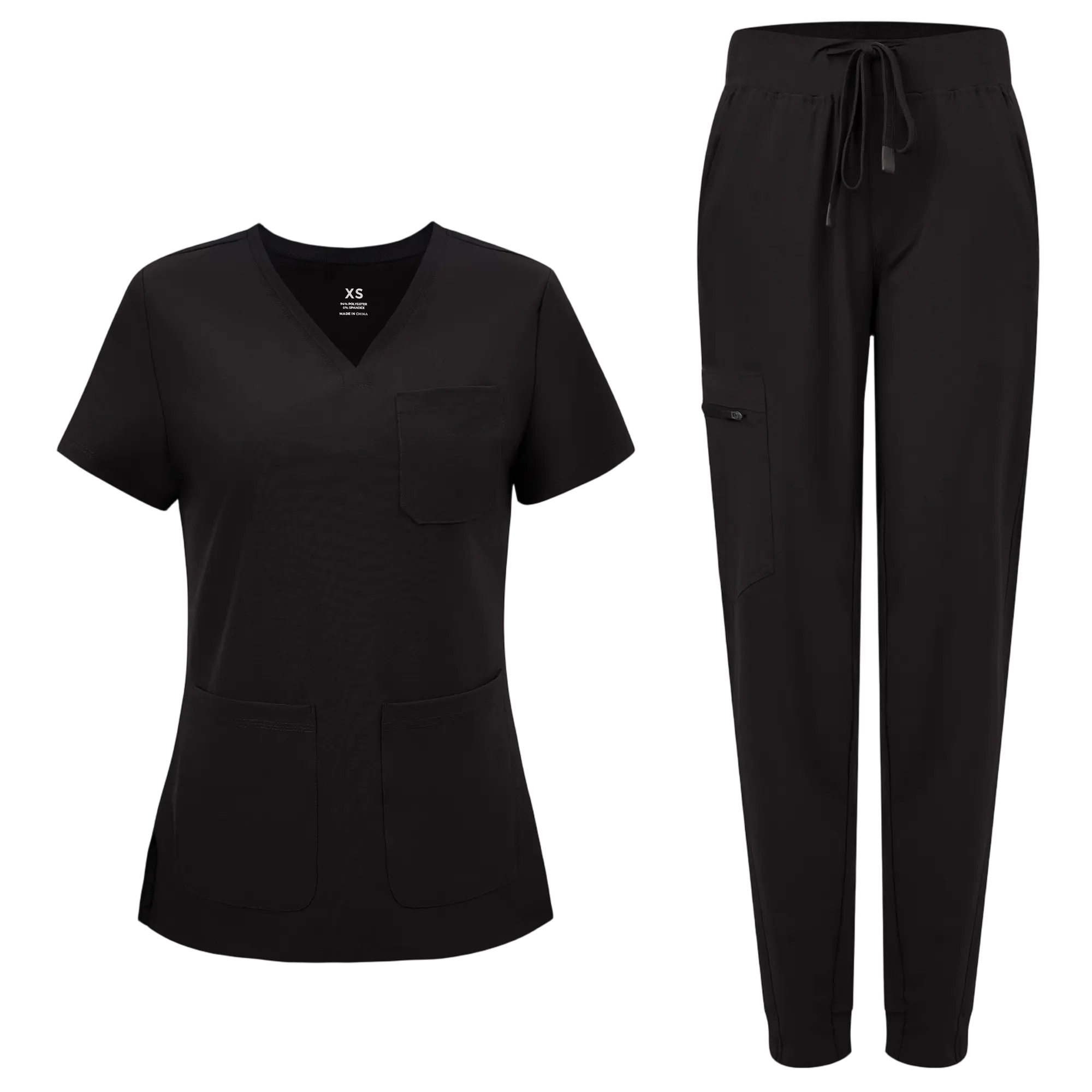 Medical Scrubs for Women Clara Air Set - Curved V-Neck Scrub Top & Jogger Pants with 8 Pockets