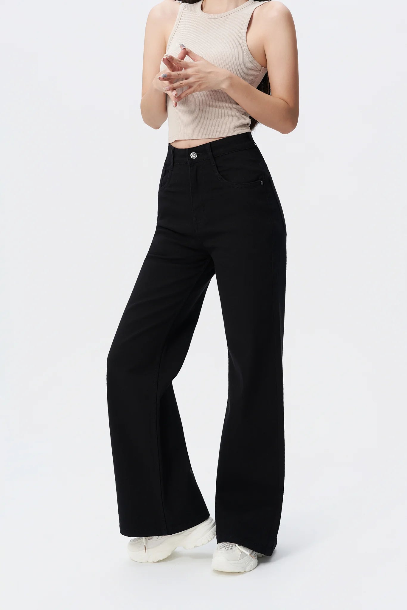 Black Wide Leg High Rise Jeans