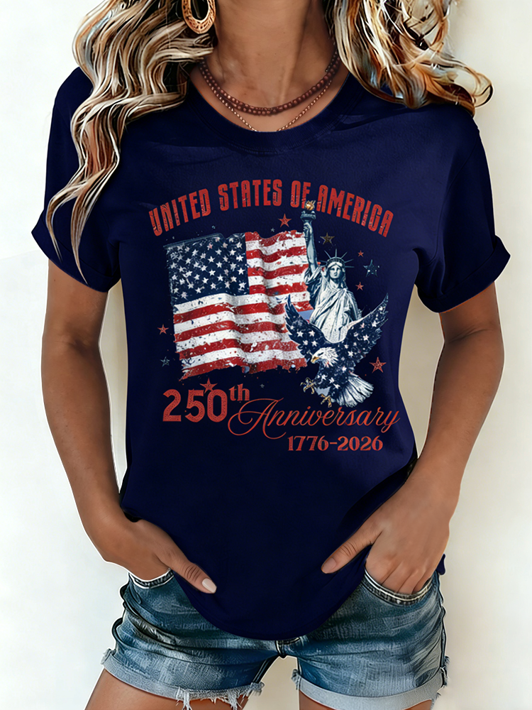 USA 250th Anniversary Statue Of Liberty Eagle Vintage Patriotic Tee