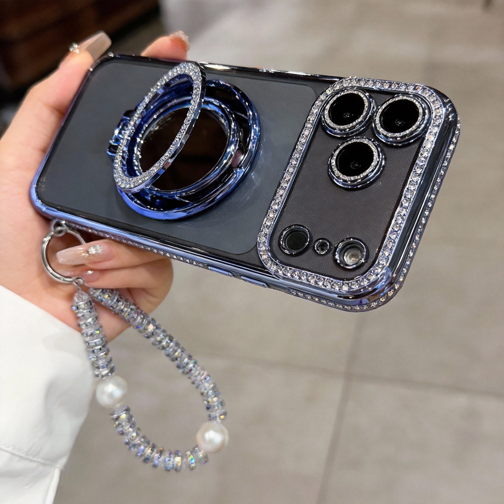 ✨💎Sparkling Diamond Women's Phone Case with Mirror & Stand for iPhone 12/13/14/15/16/17 Pro Max,17Air,14/15/16 Plus💖