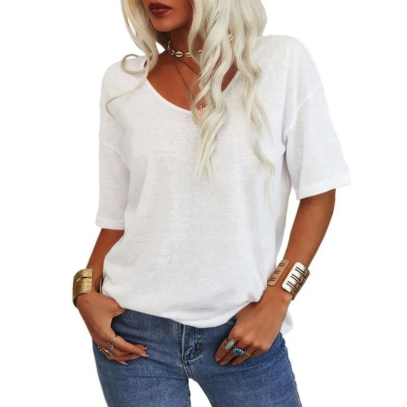 Women's Soft Solid Color Vneck Tshirt (Less than $3 each!)