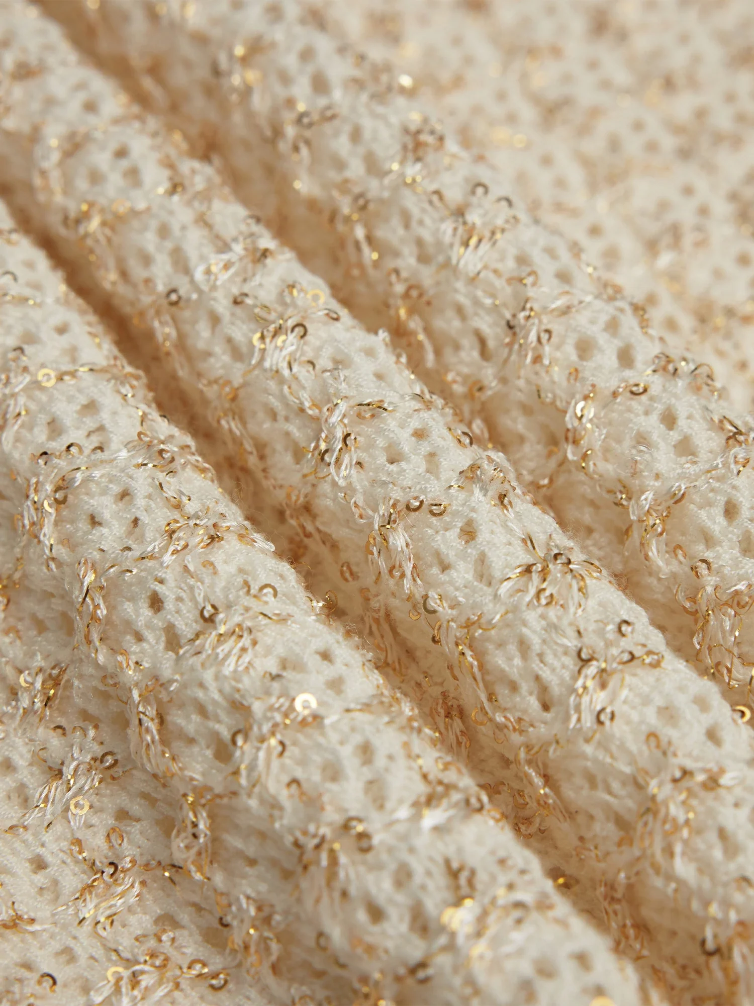 Mulberry Silk Openwork Sequin Knitted T-Shirt