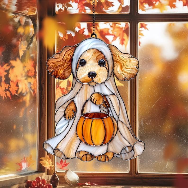 Halloween Ghost Animal Pumpkin Suncatcher Window Decor