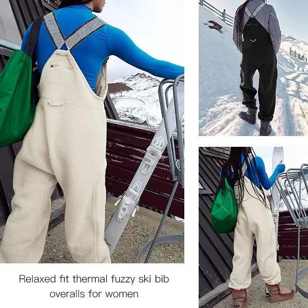 Women Fleece Overalls One-piece Bibs Jumpsuits