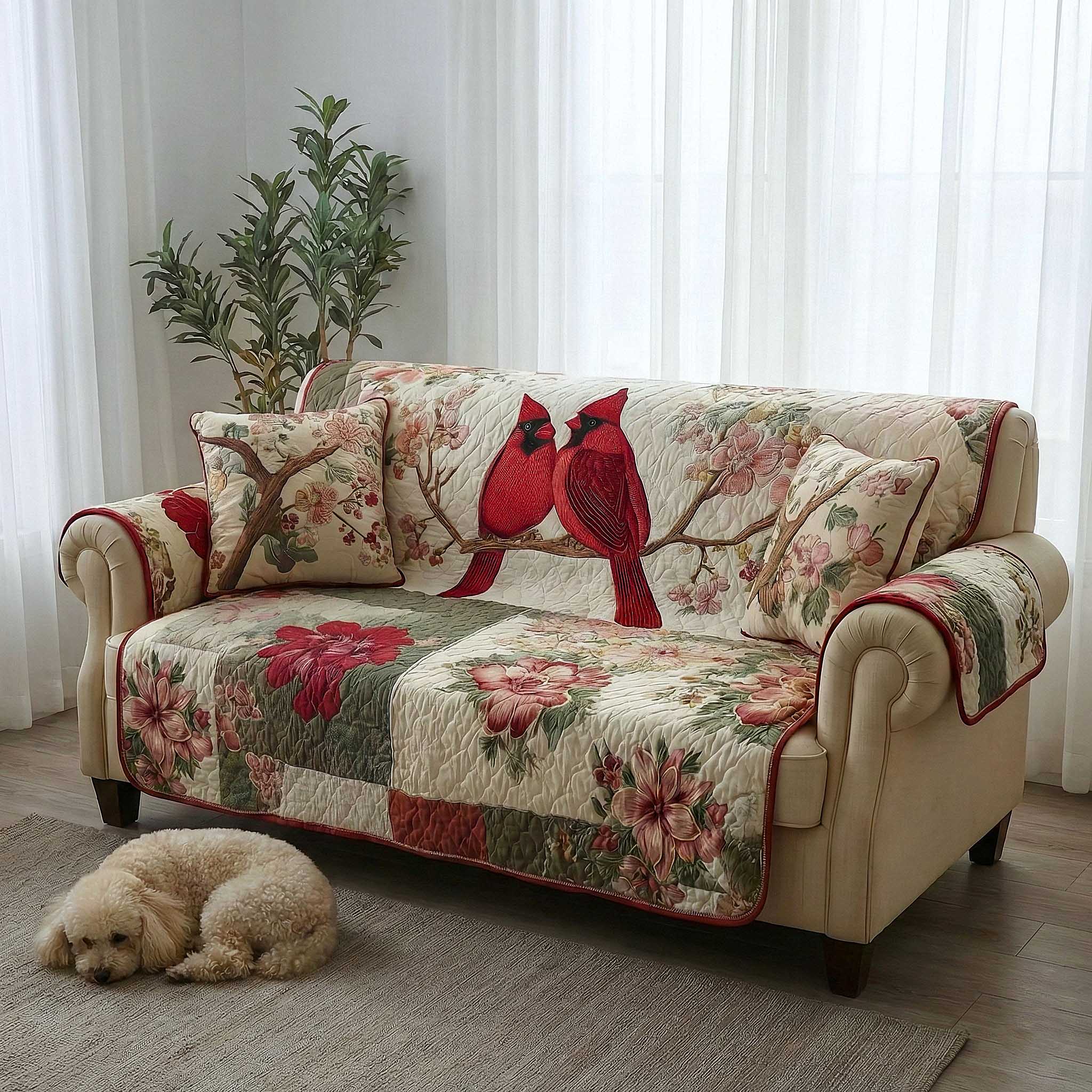 Cardinal Love Quilted Sofa Cover GFTOMA8868
