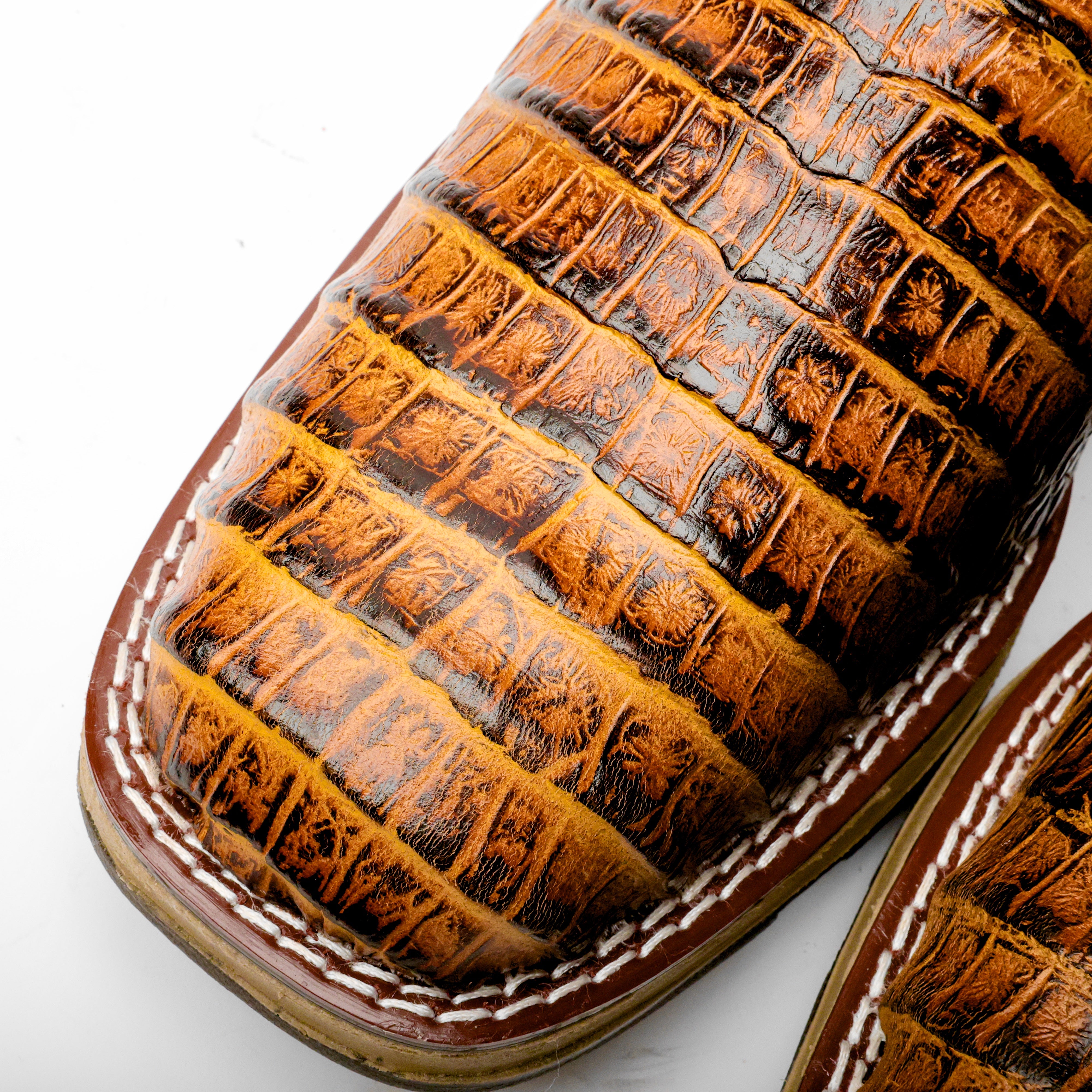 Honey Caiman Belly Leather Boots With 3D Lightweight Sole - Composite Toe