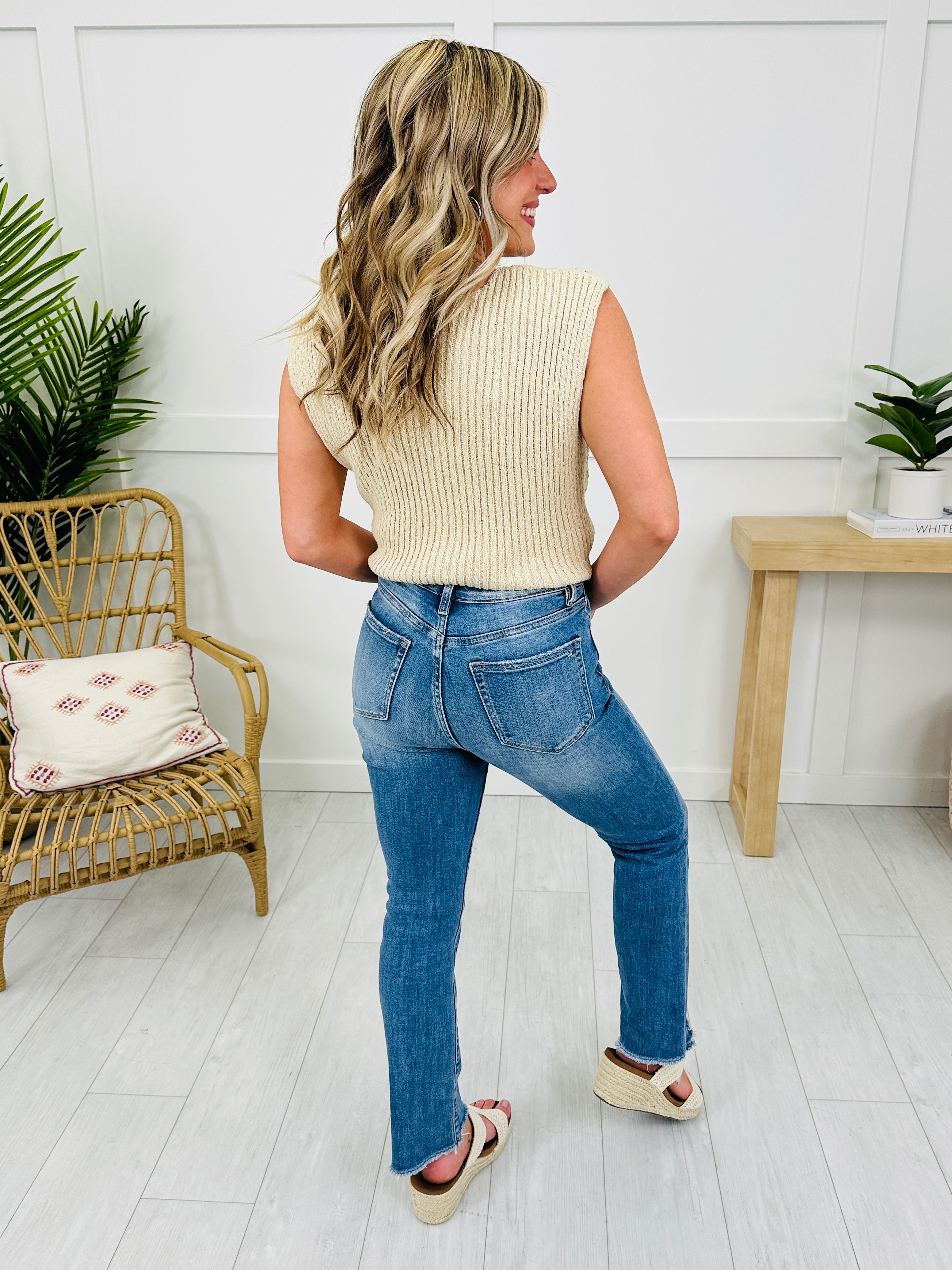 Step It Up Mica Straight Leg Step Hem Jeans