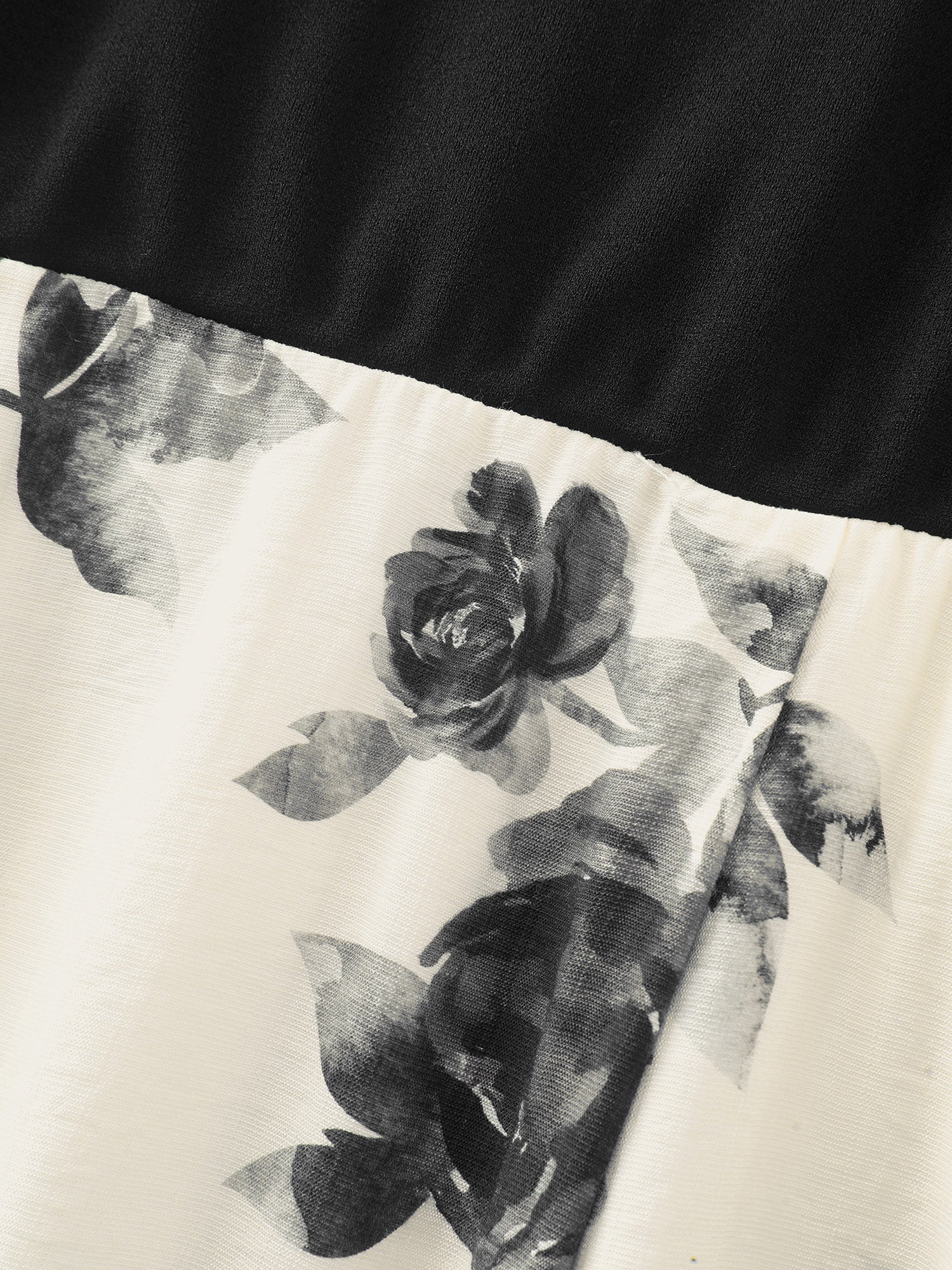 Color Contrast Floral Sweetheart Midi Dress