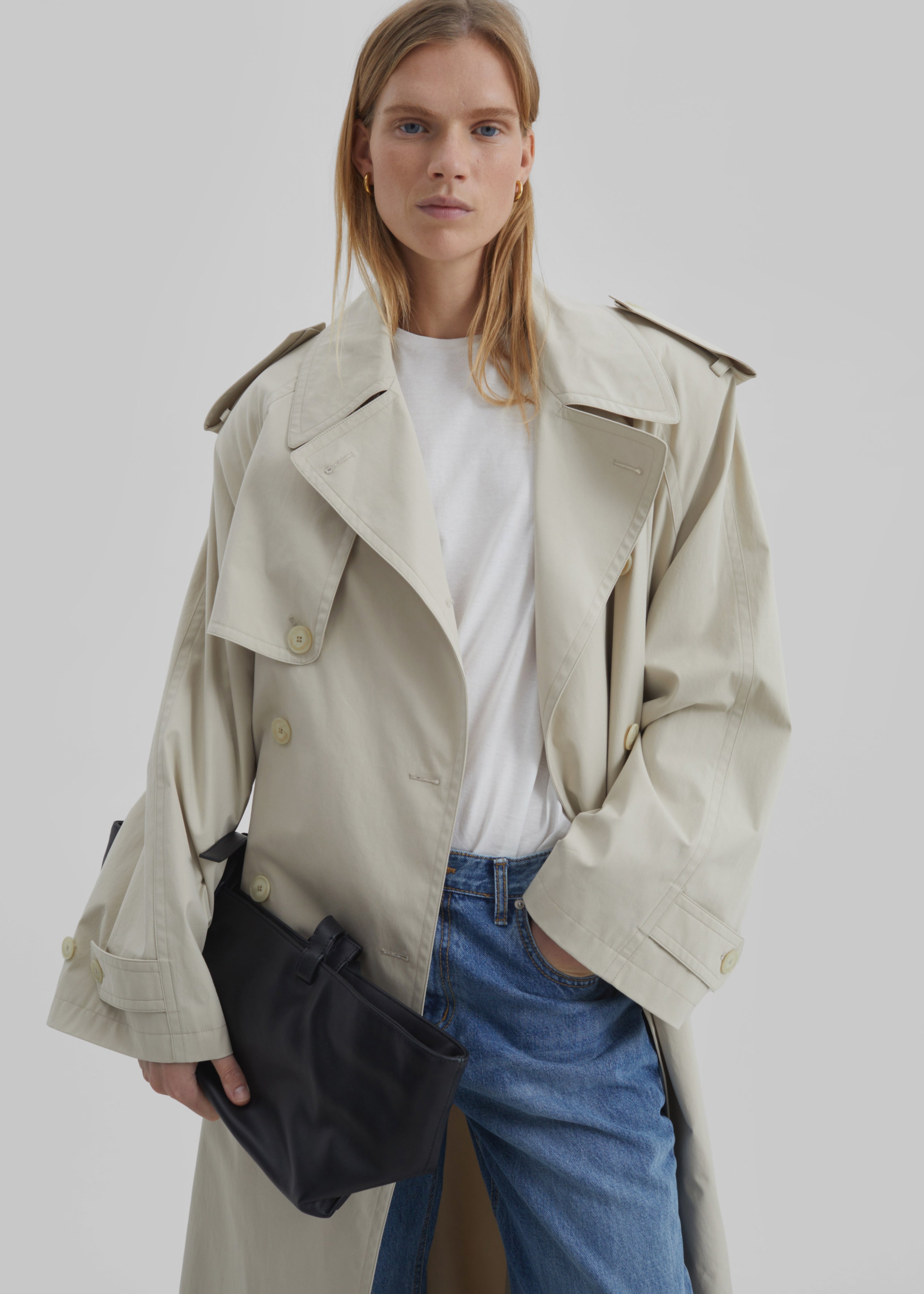 Riva Cotton Trench Coat - Light Beige