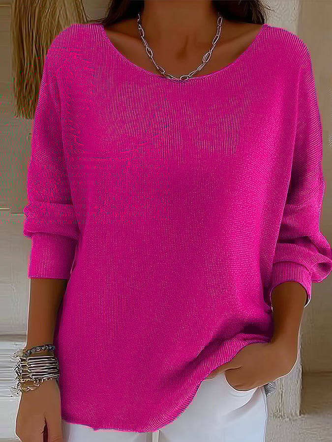 Women's casual autumn and winter long-sleeved ribbed shirt
