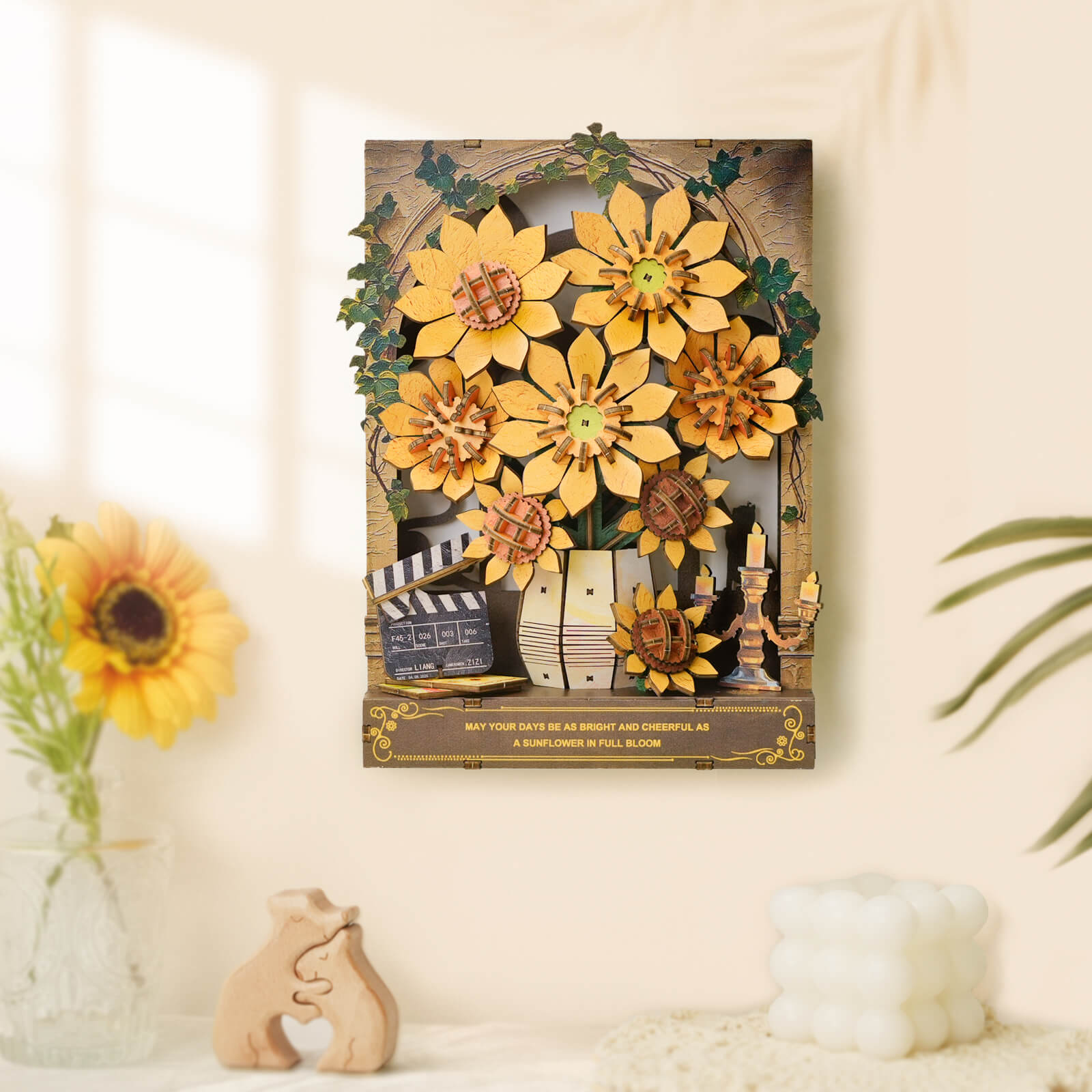 Windowside Sunflower Whispersâ€“ DIY Wooden Painting, 3D Puzzle Craft Kit
