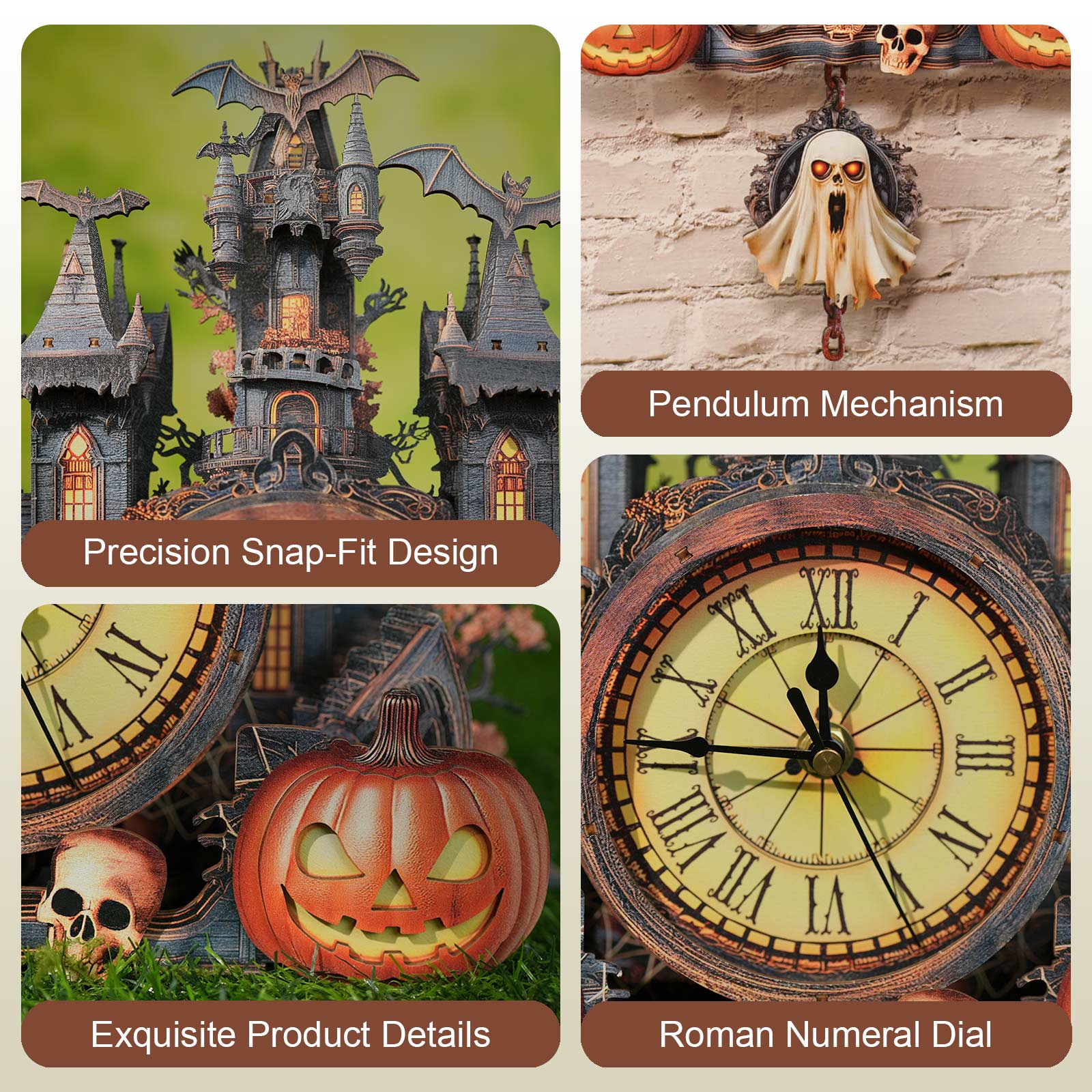 Mysterious Castleâ€“ DIY Wooden Clock, 3D Puzzle Craft Kit