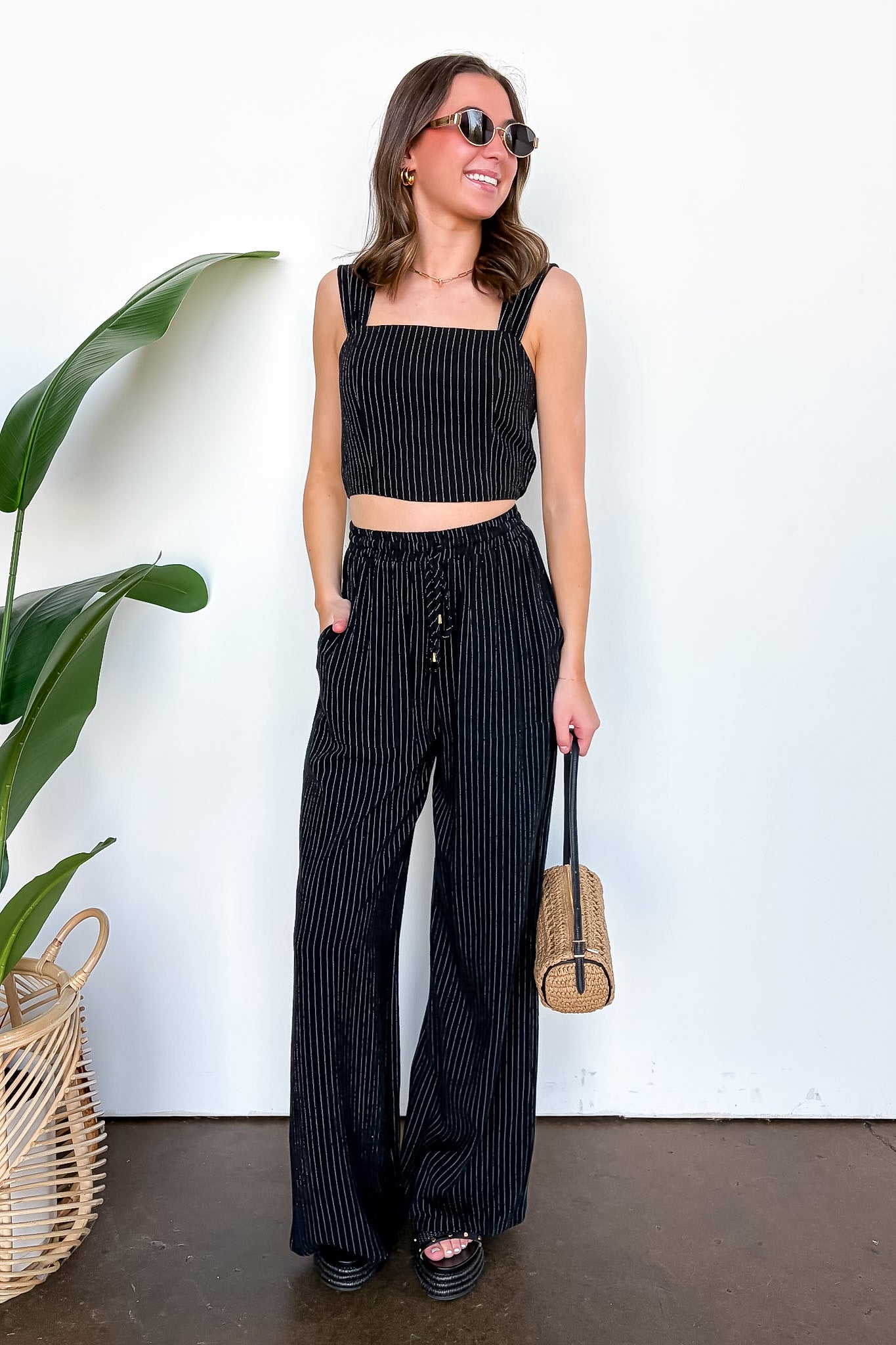 Striped Linen Blend Tank Top